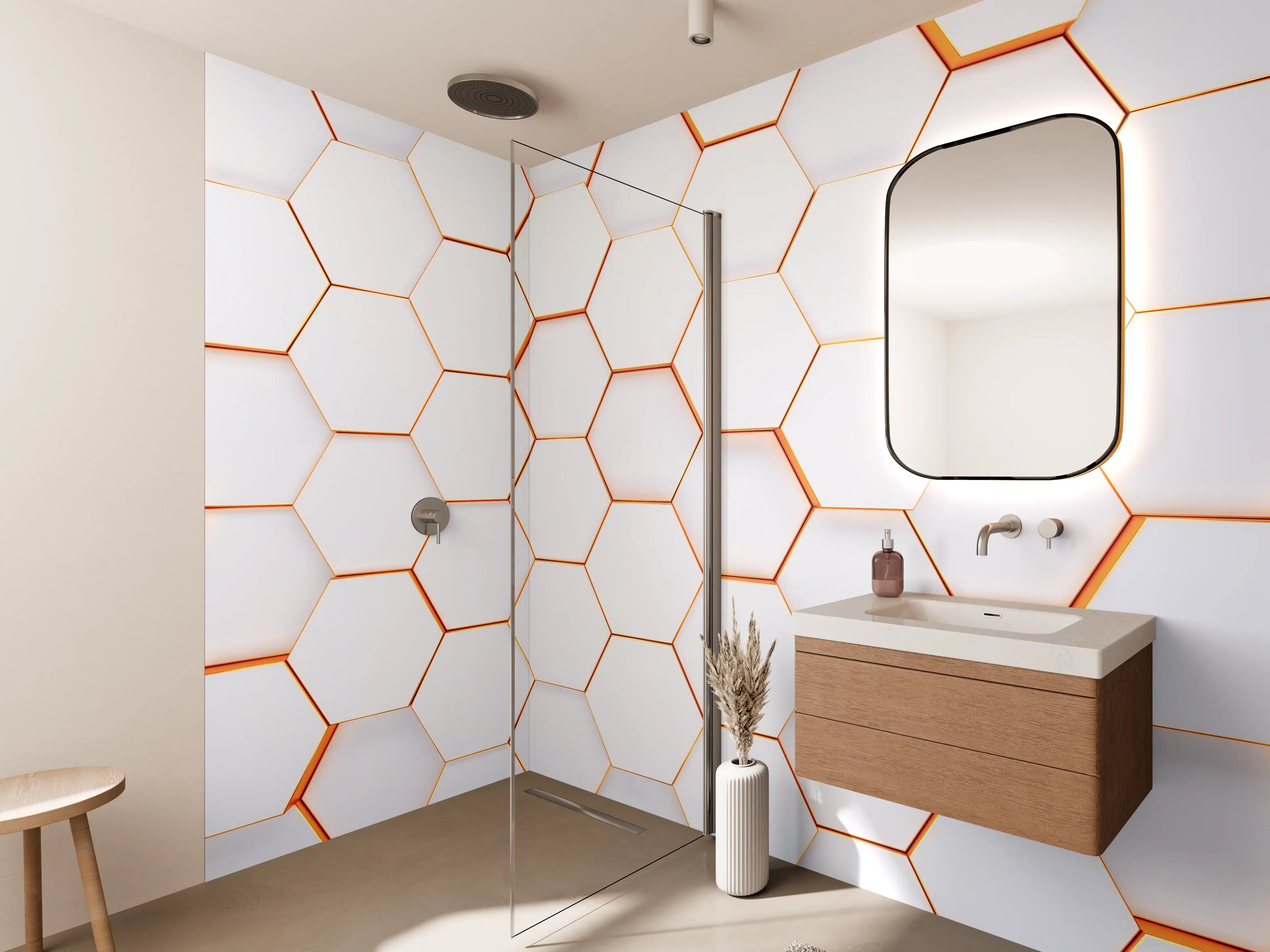 Wandverkleidung Bad - Modernes sechseckiges Hintergrundmuster
