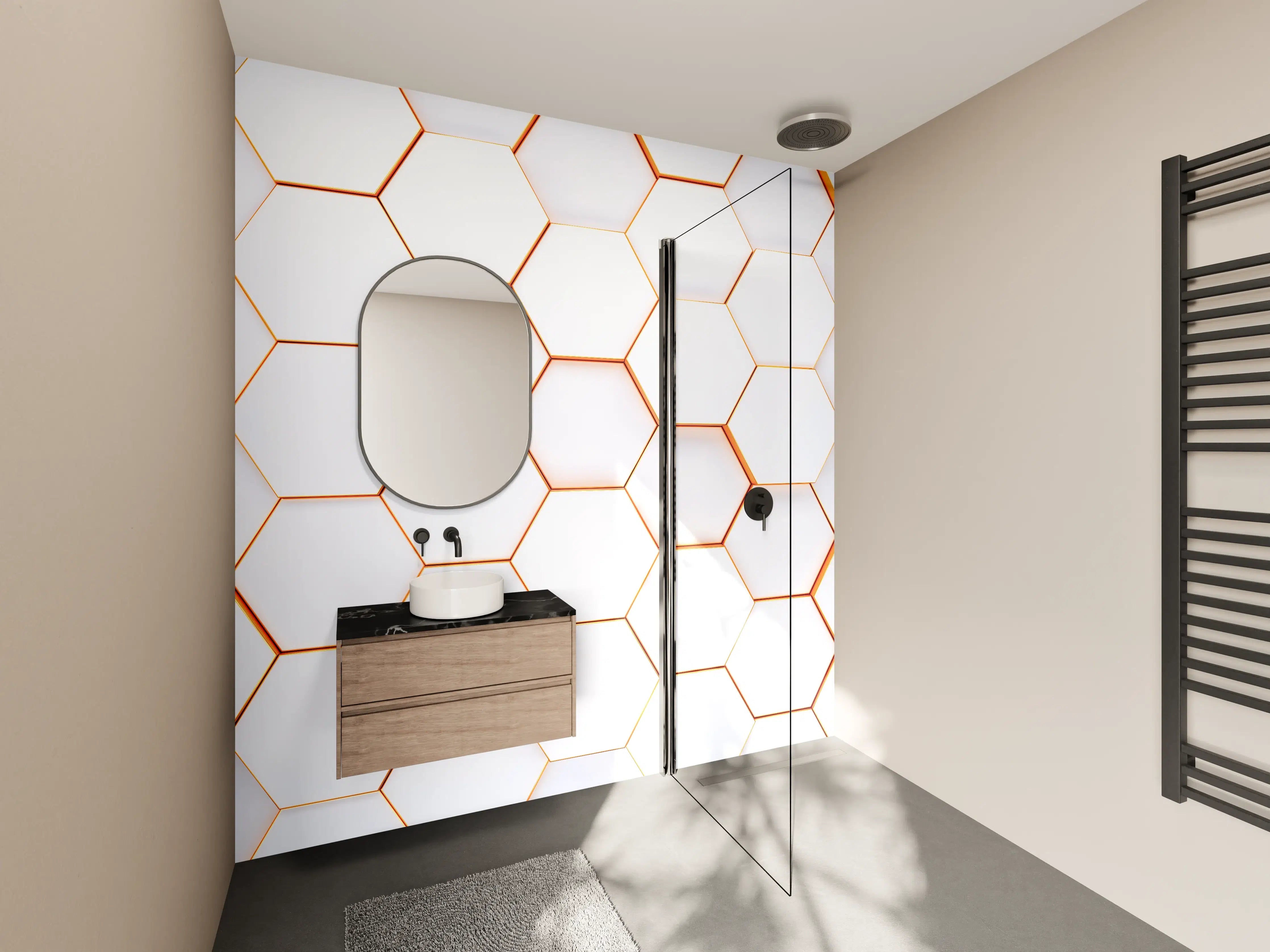 Wandverkleidung Bad - Modernes sechseckiges Hintergrundmuster