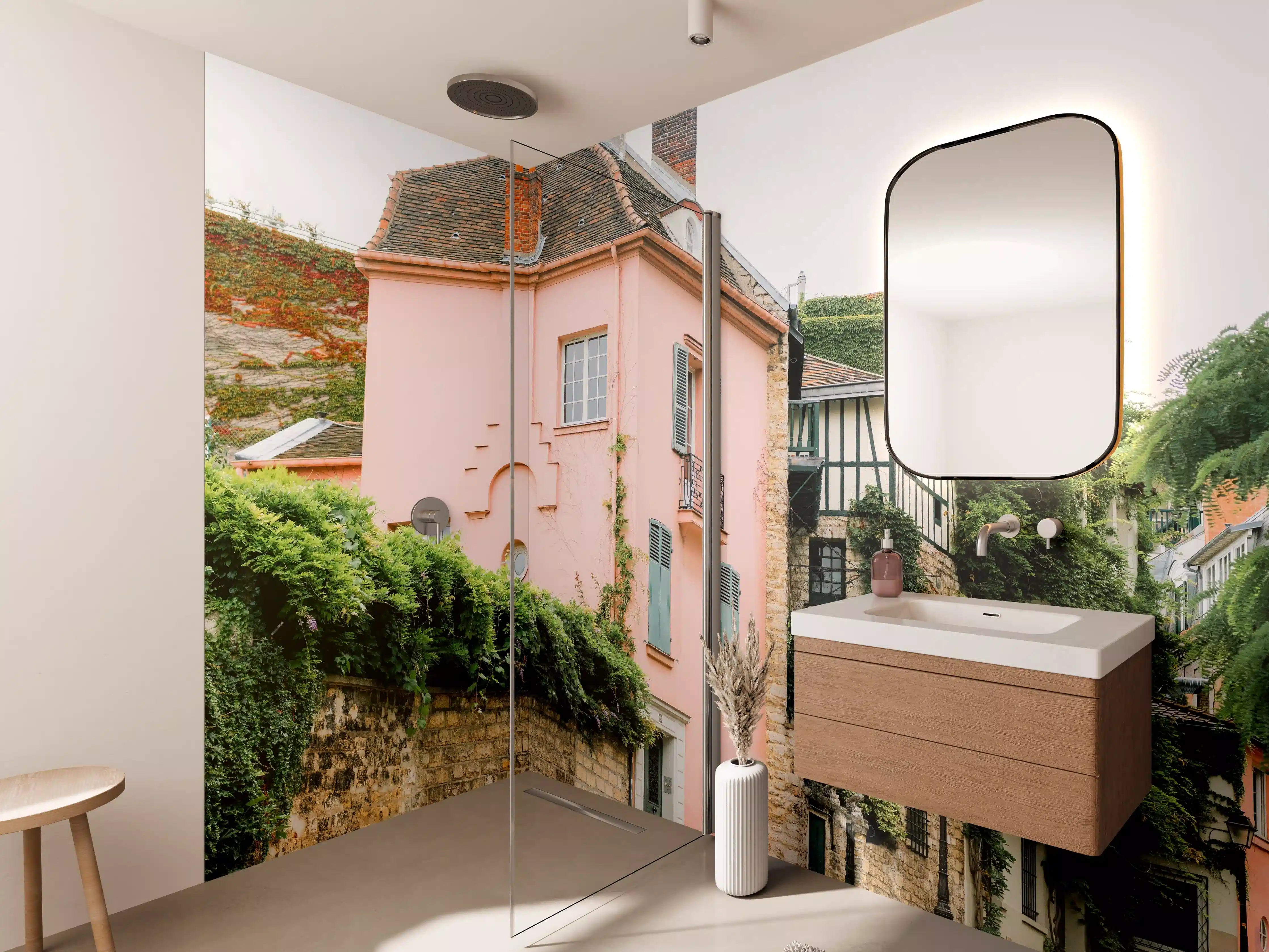 Wandverkleidung Bad - Montmartre Rosa Haus Fotografie