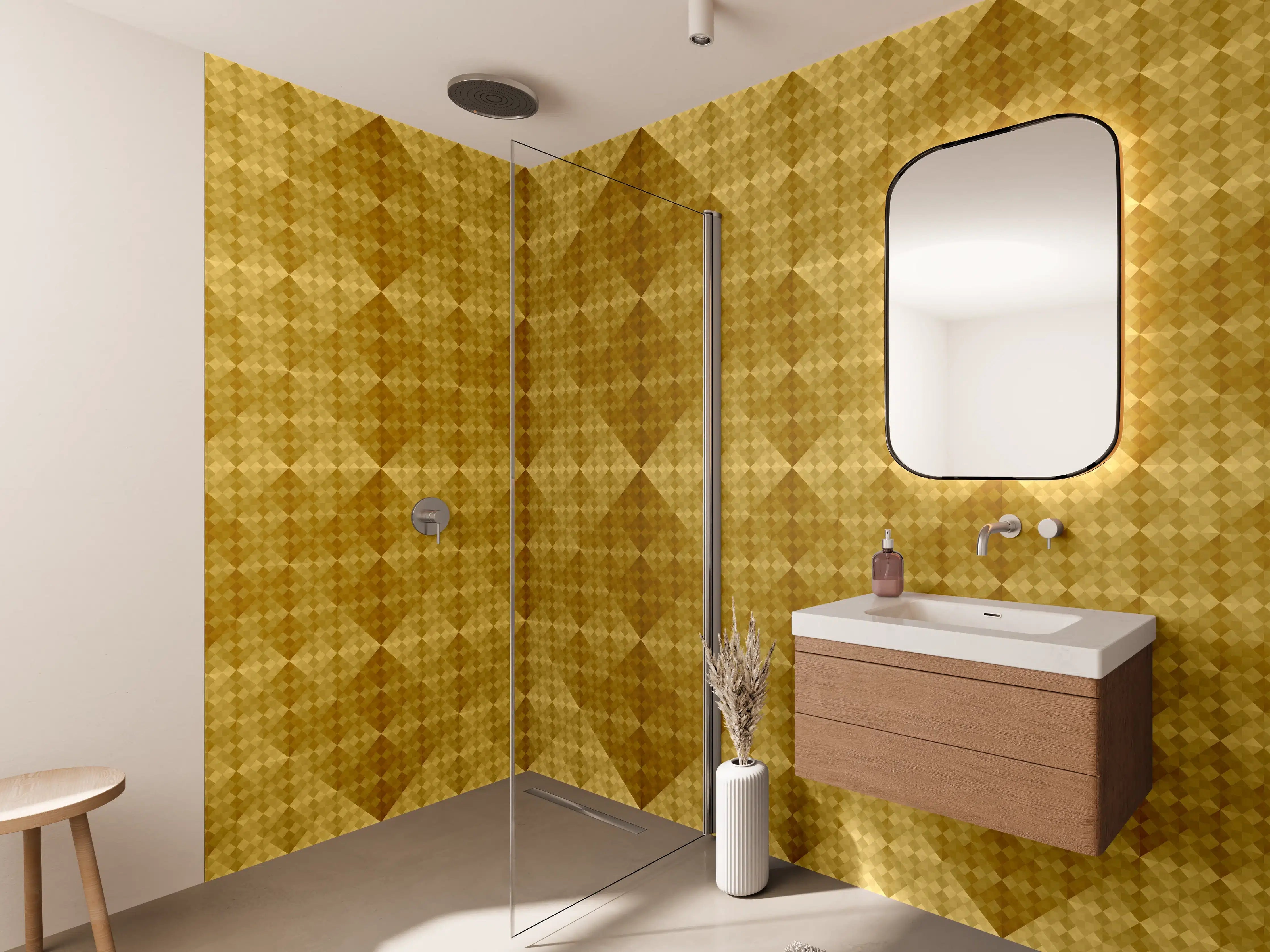 Wandverkleidung Bad - Mosaik Motiv - Goldfolie