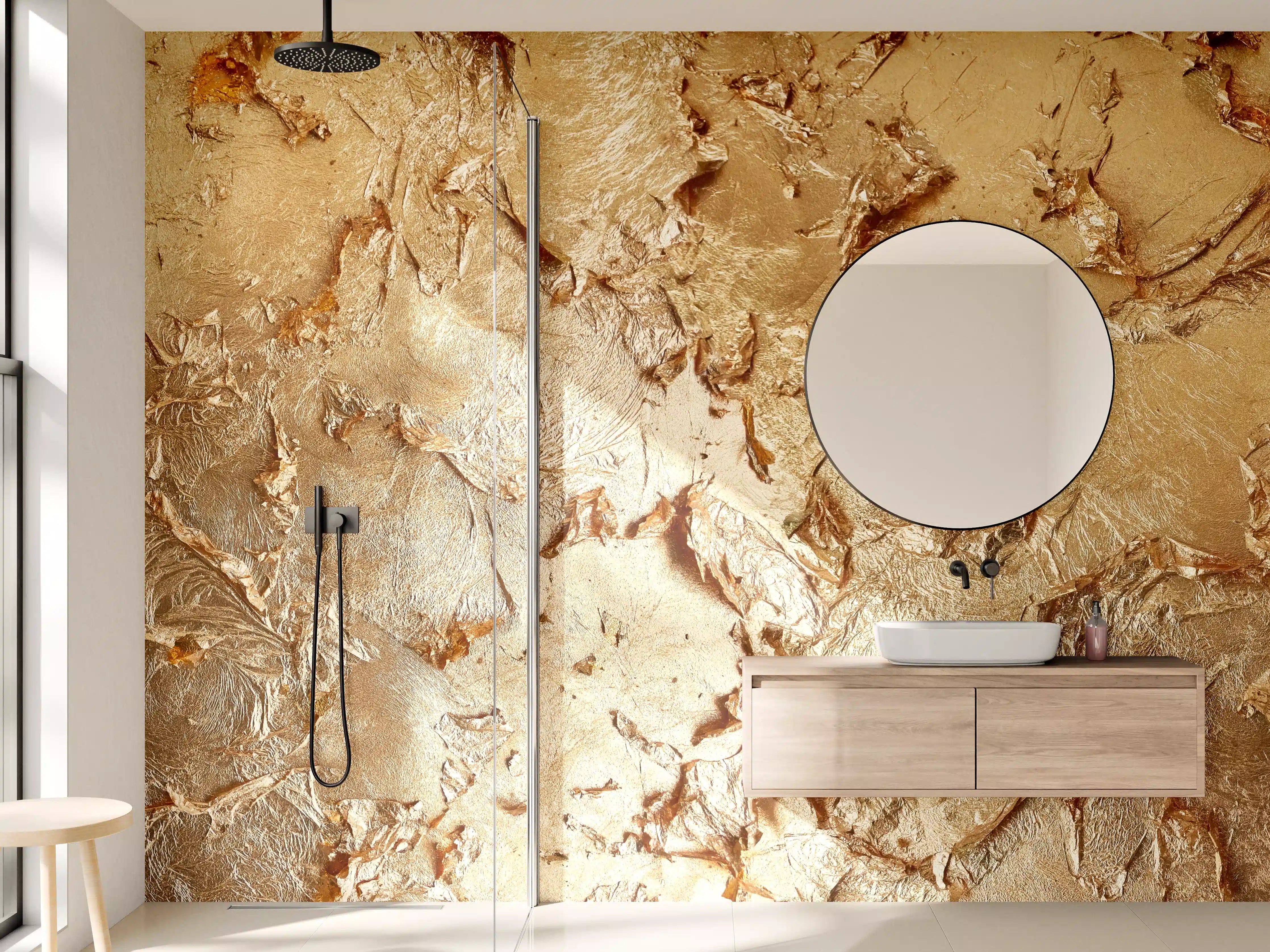 Wandverkleidung Bad - Muster einer vergoldeten Wand