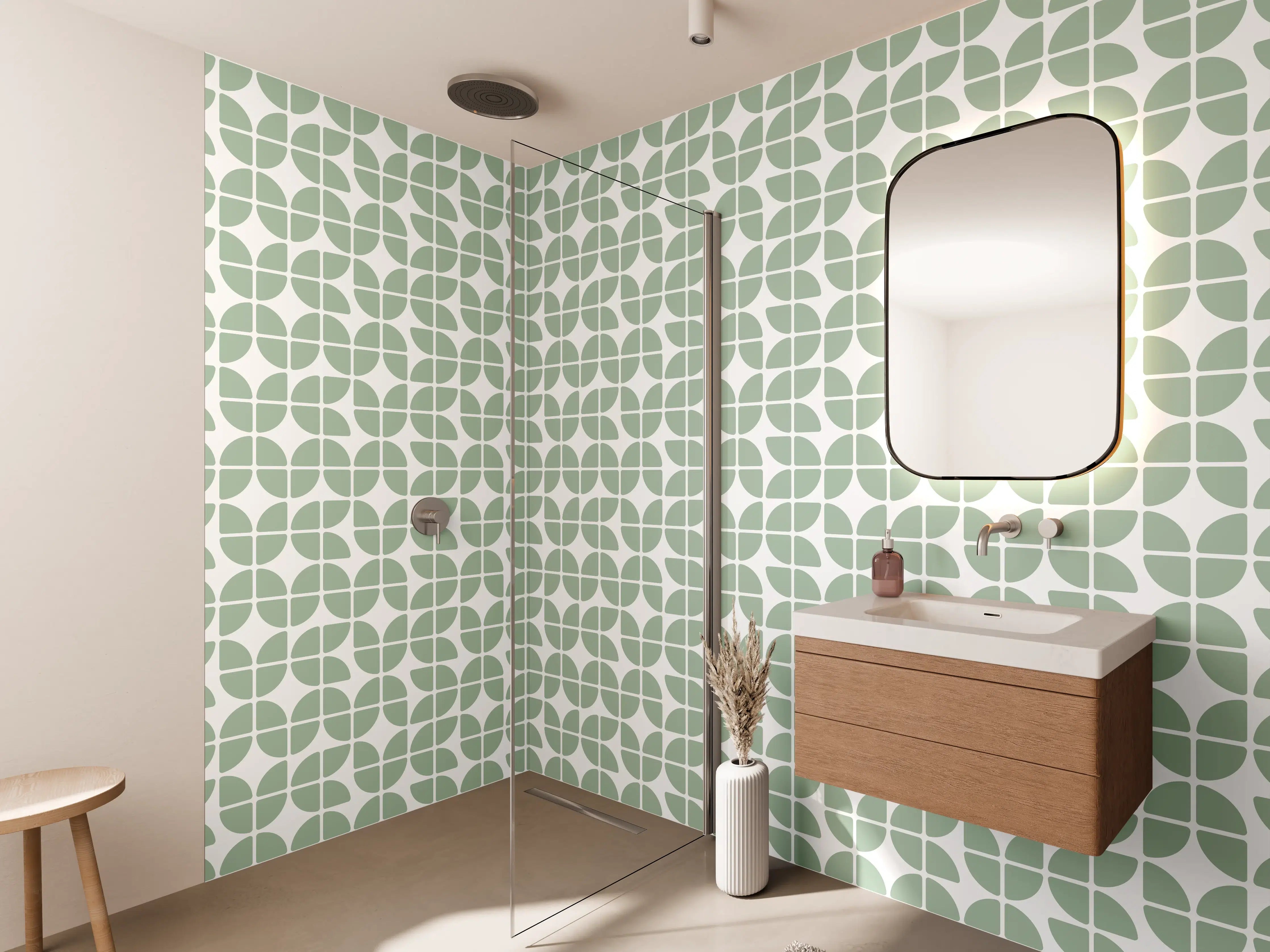 Wandverkleidung Bad - Musterhafte grüne Mosaik-Fliese