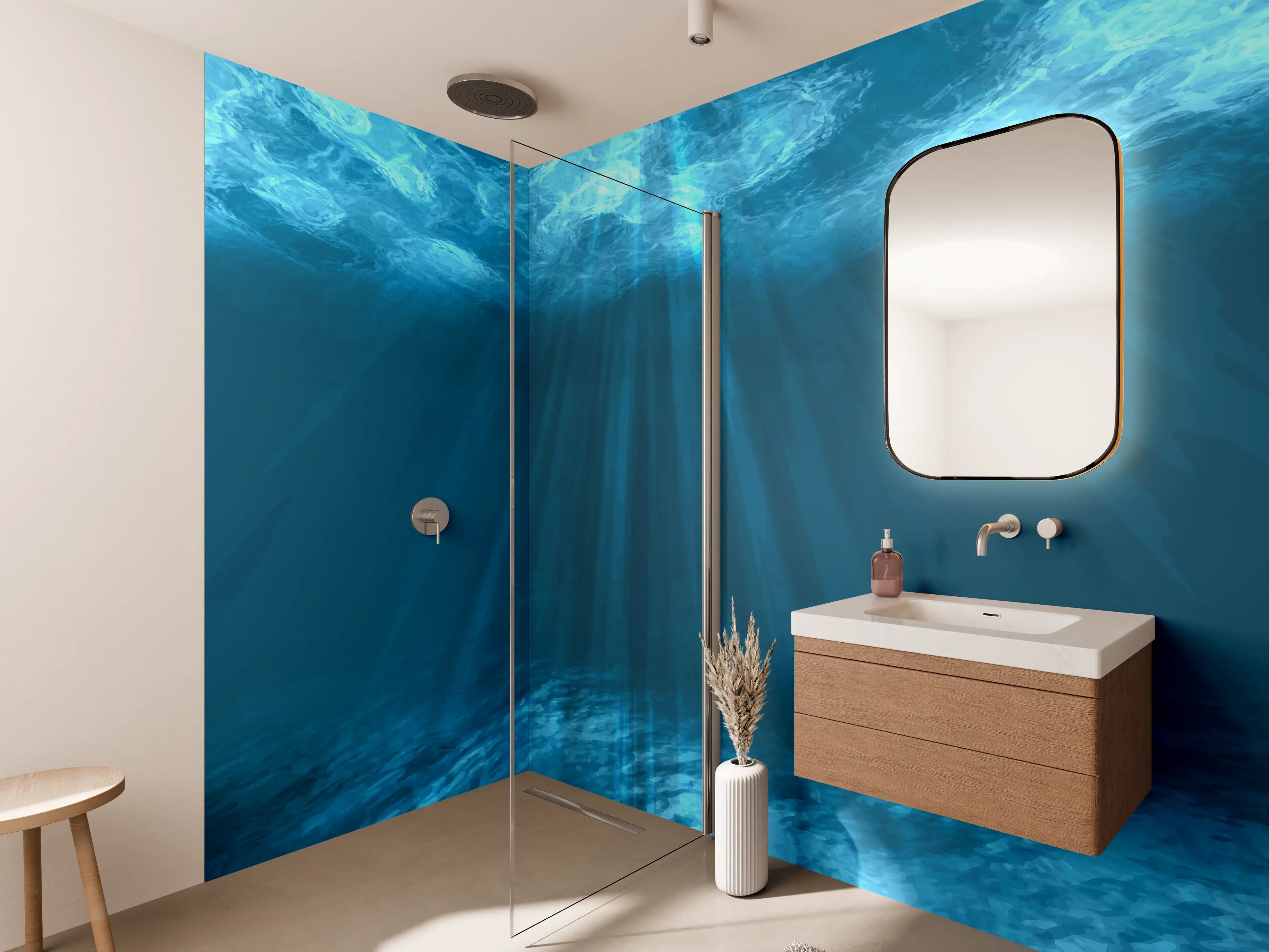 Wandverkleidung Bad - Mystische Unterwasserwelt Blau