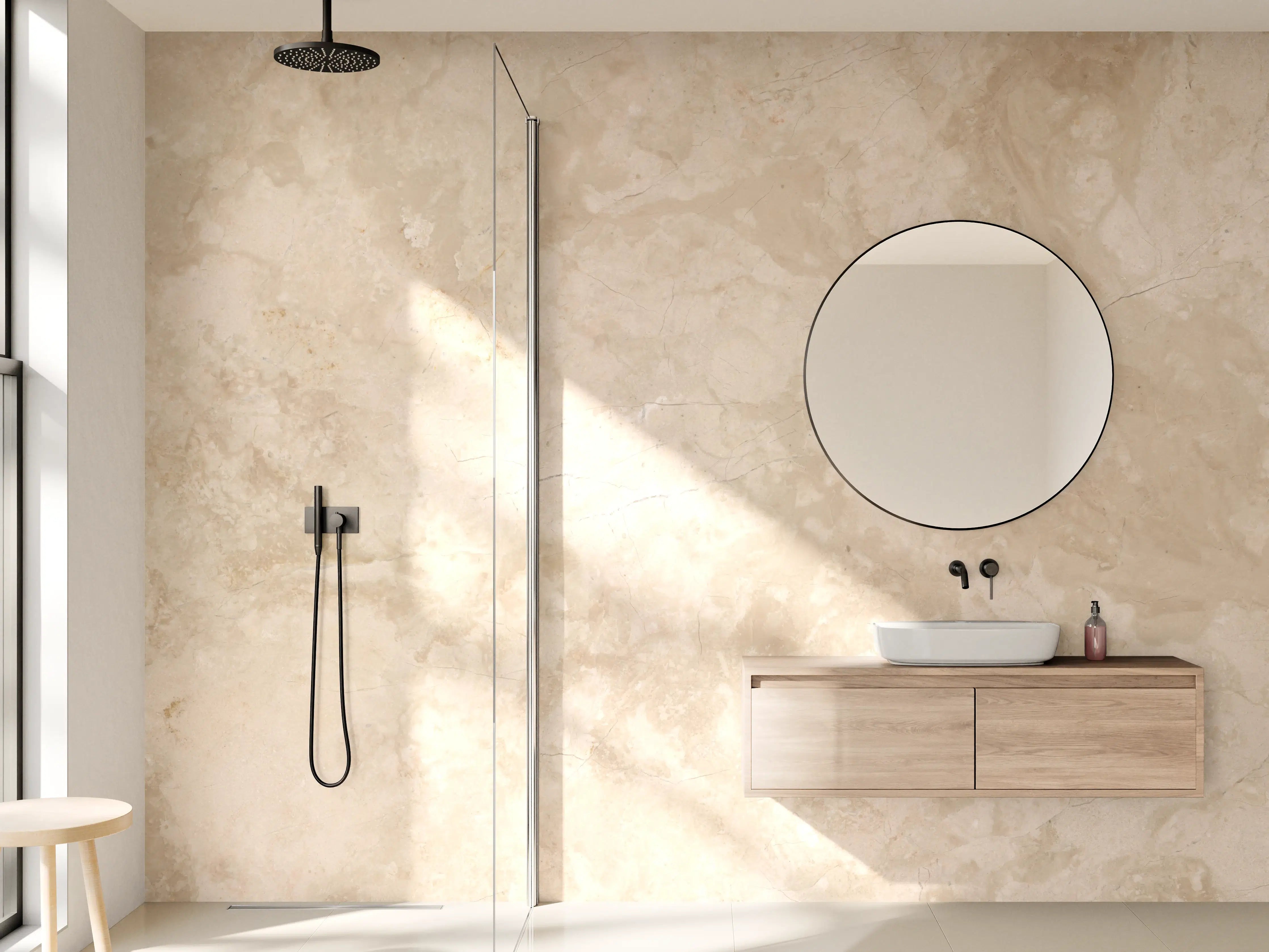 Wandverkleidung Bad - Natürliche Beige Marmor Textur