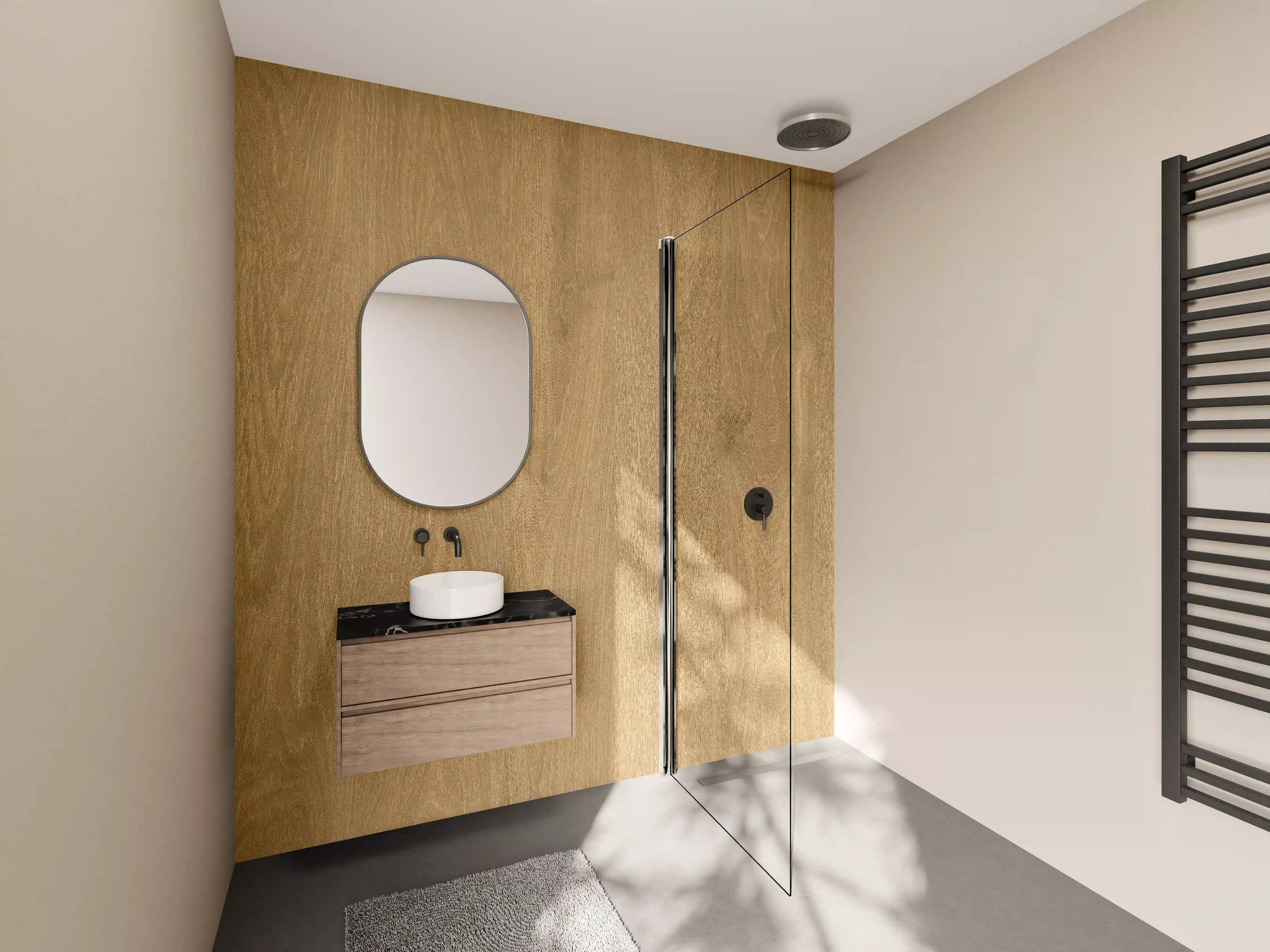 Wandverkleidung Bad - Natürliche Grautöne: Holzoptik mit Maserung
