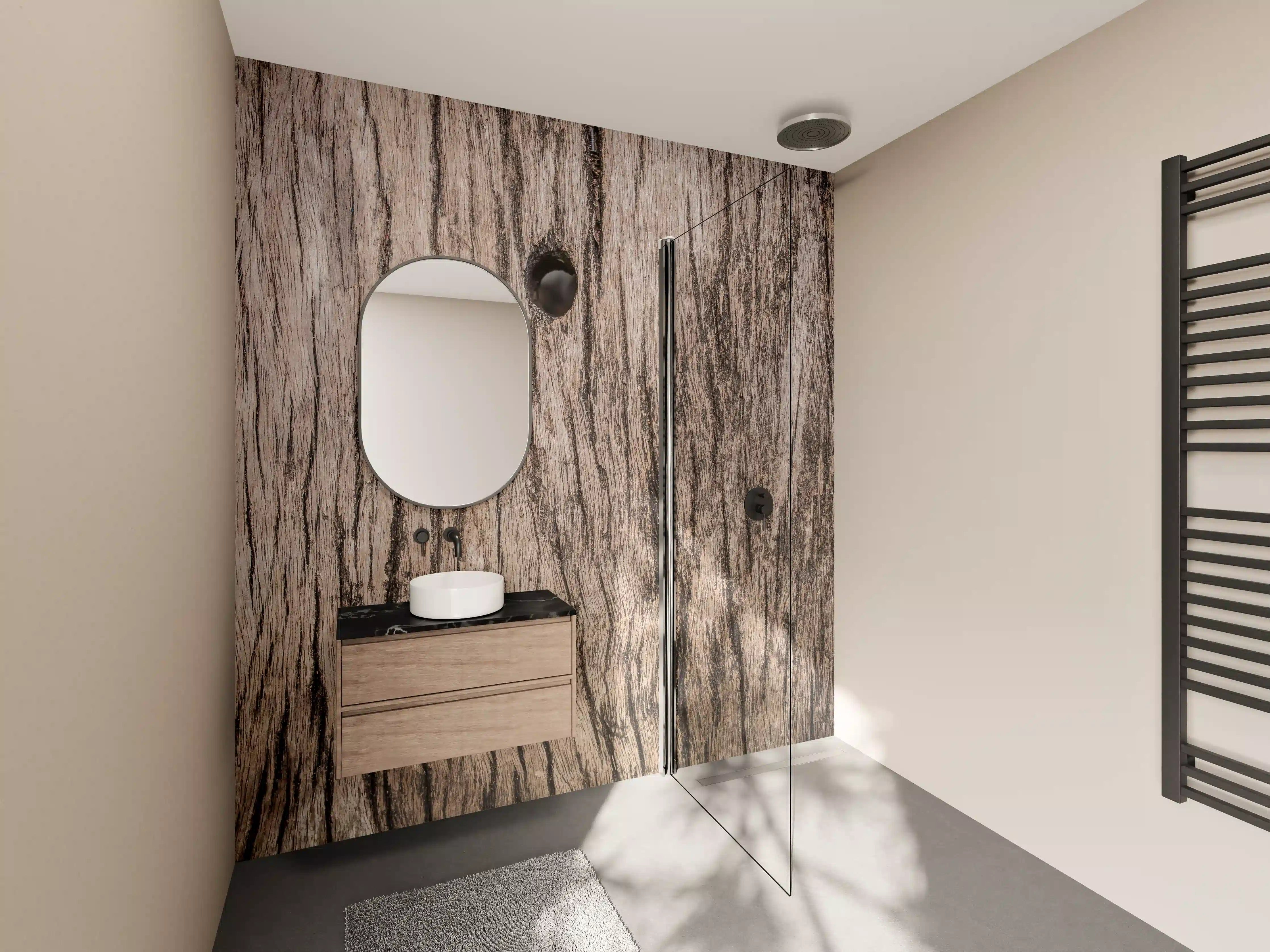 Wandverkleidung Bad - Natürliche Holzmaserung mit alternder Oberfläche