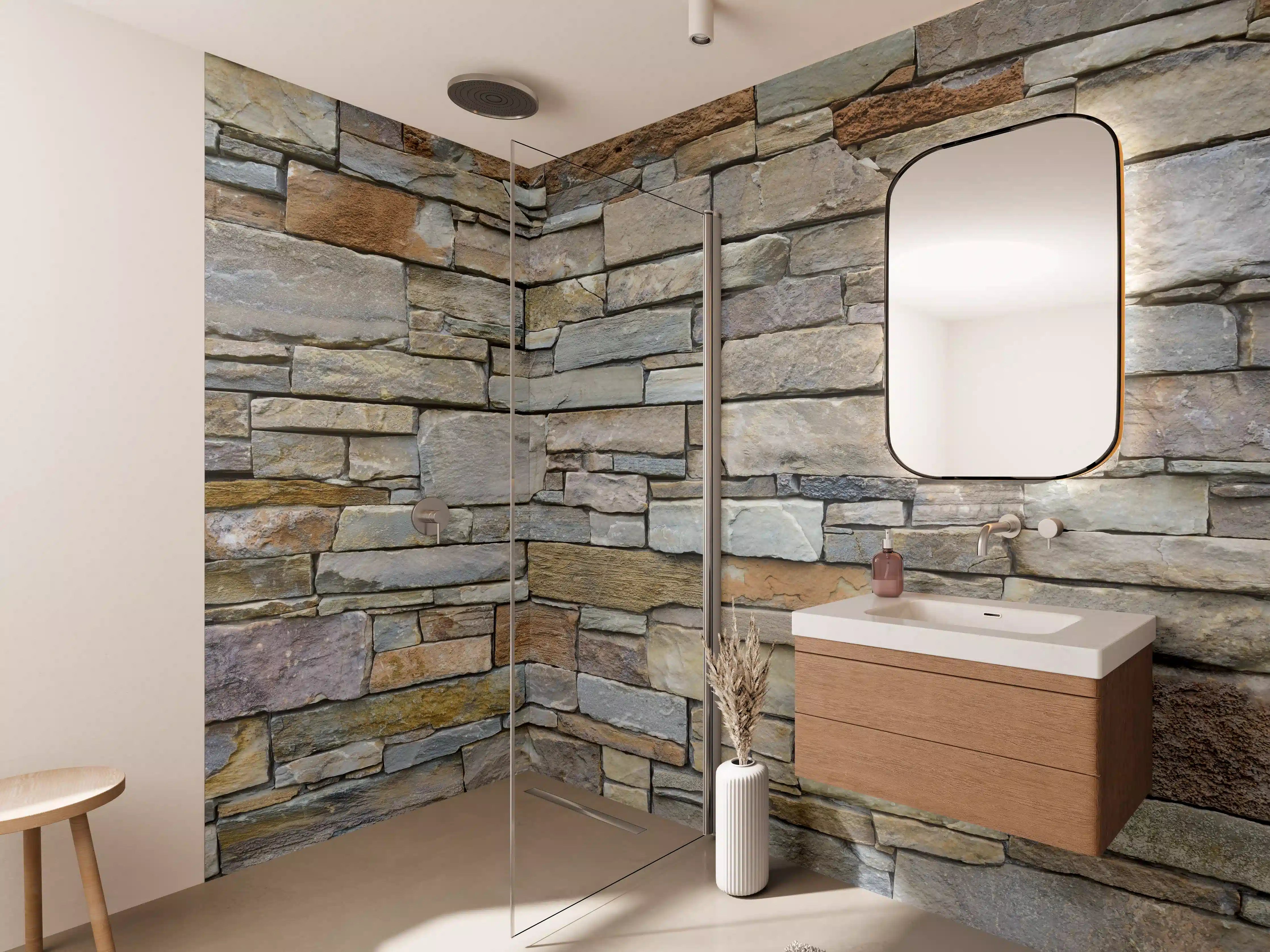 Wandverkleidung Bad - Natürliche Steinaussenwand