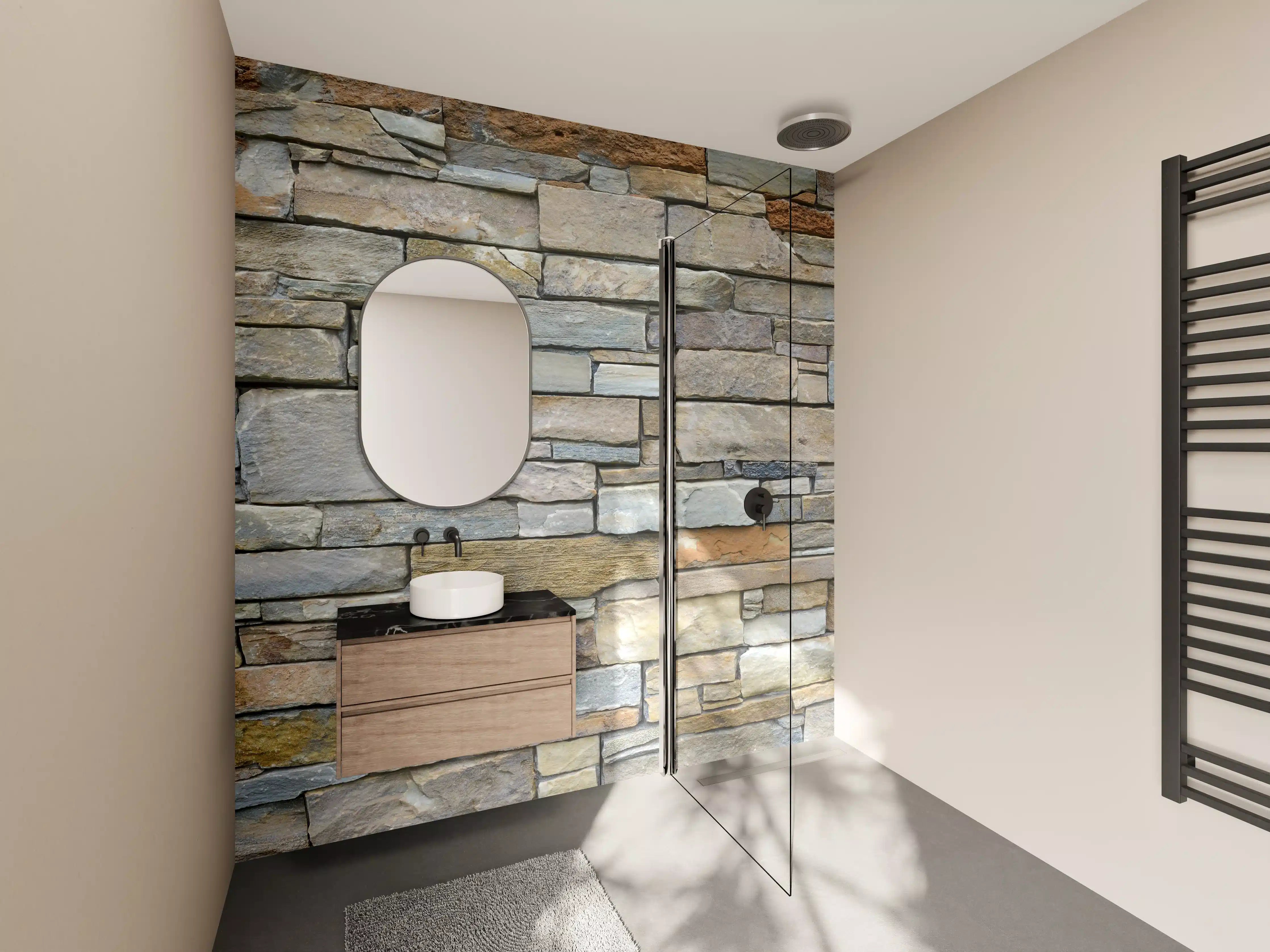 Wandverkleidung Bad - Natürliche Steinaussenwand