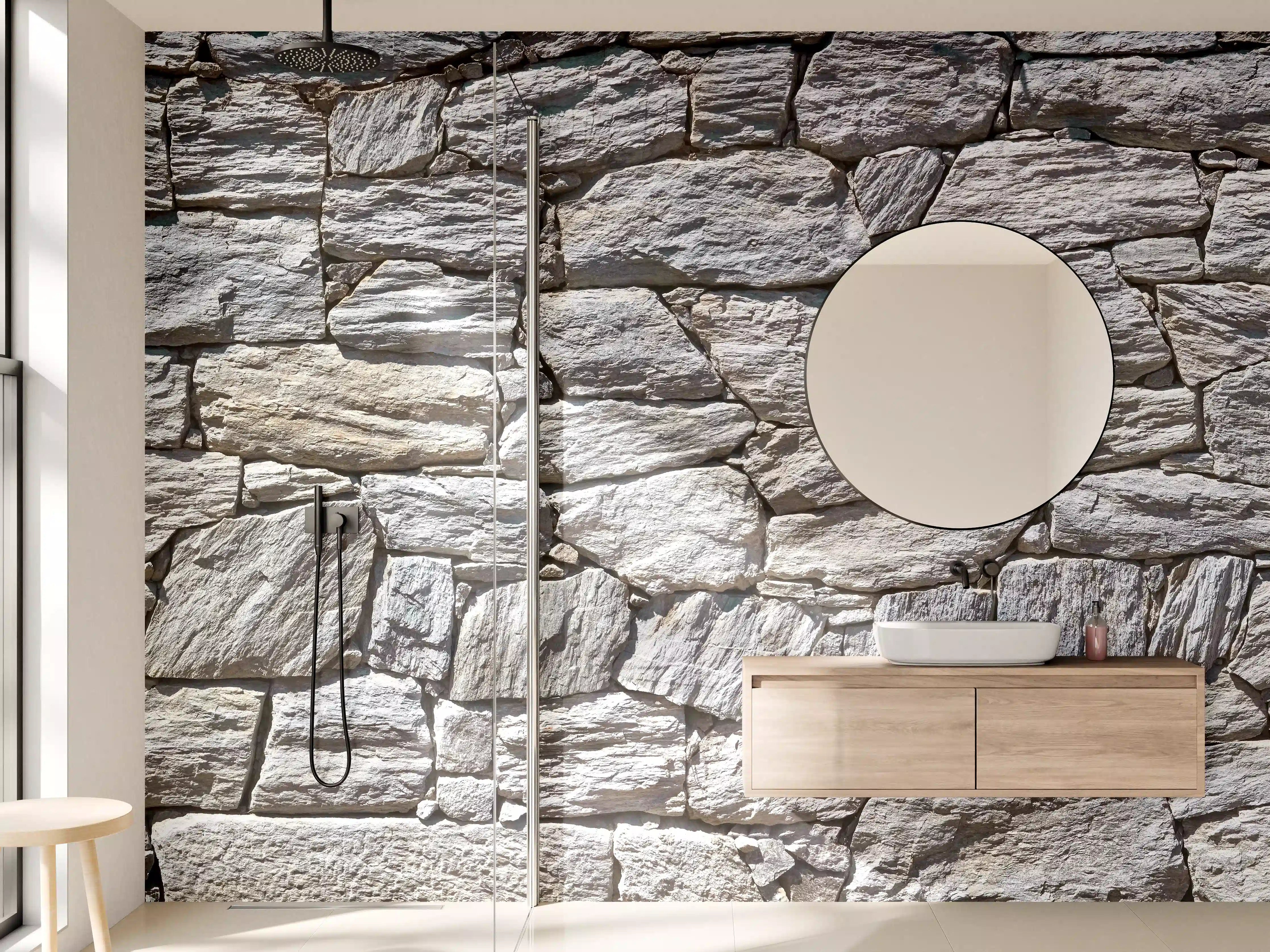 Wandverkleidung Bad - Natürliche Steinmauer