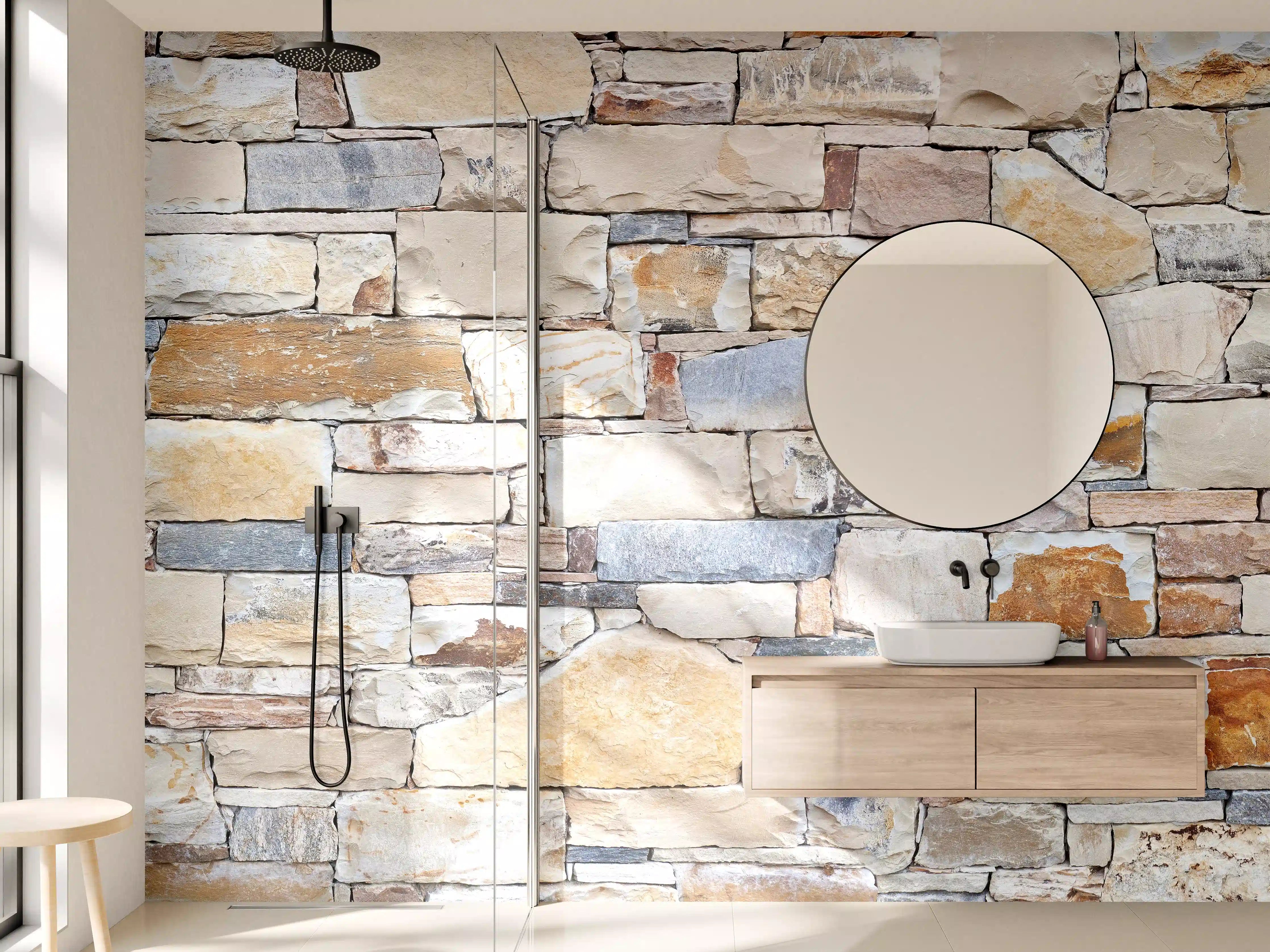 Wandverkleidung Bad - Natürliche Steinwandstruktur