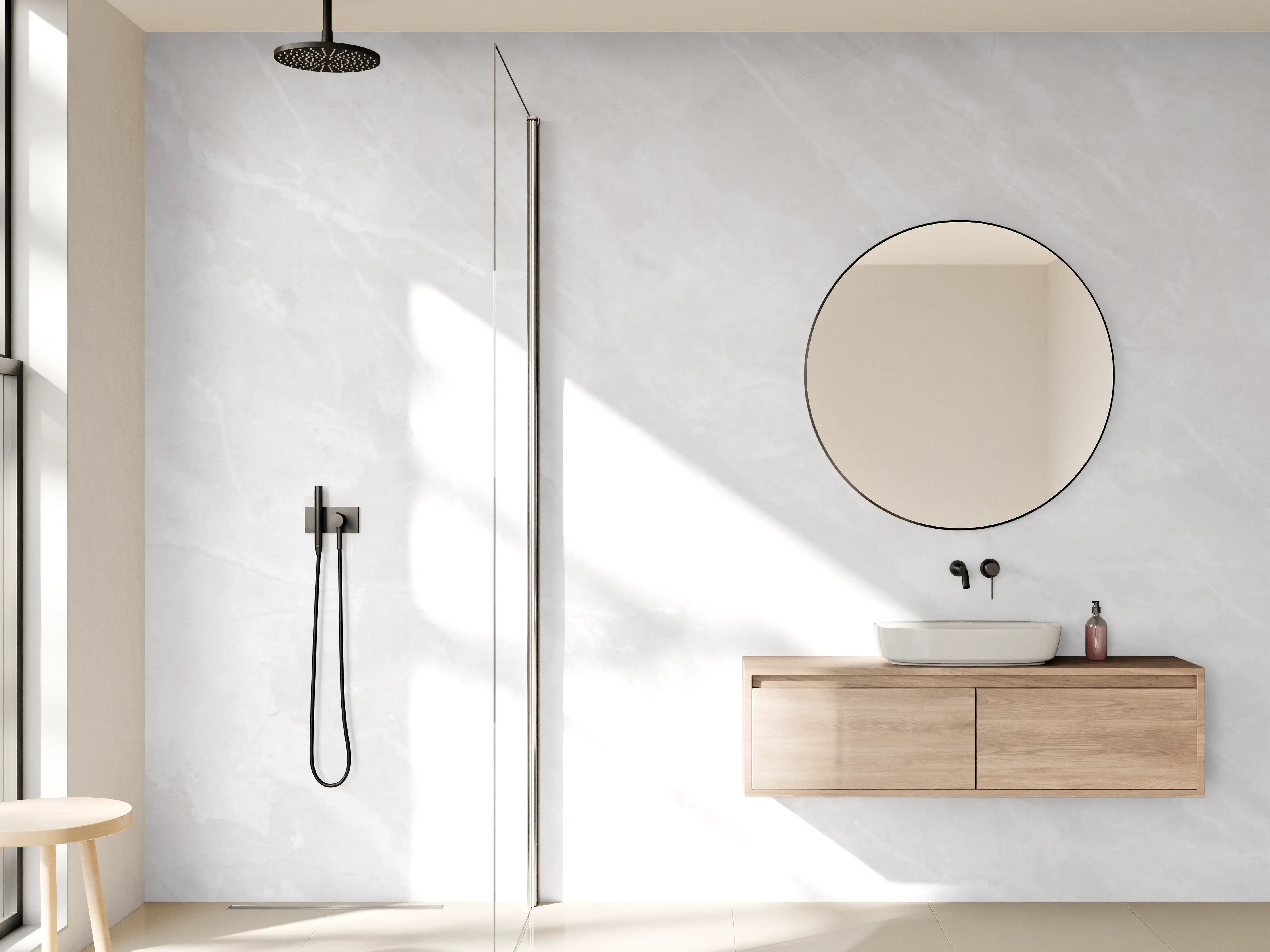 Wandverkleidung Bad - Natürliche weiße Marmortextur