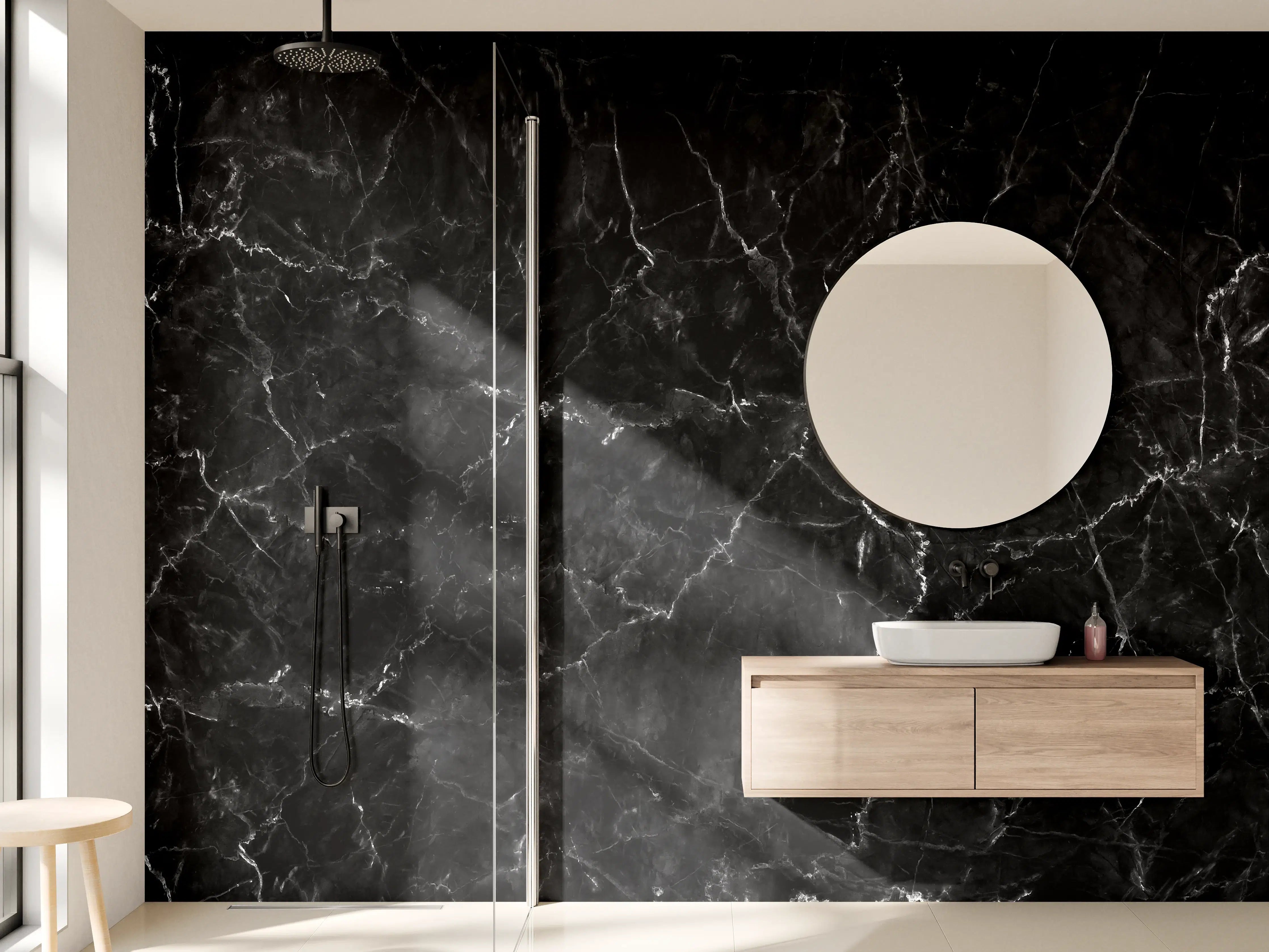 Wandverkleidung Bad - Natürlicher schwarzer Marmor