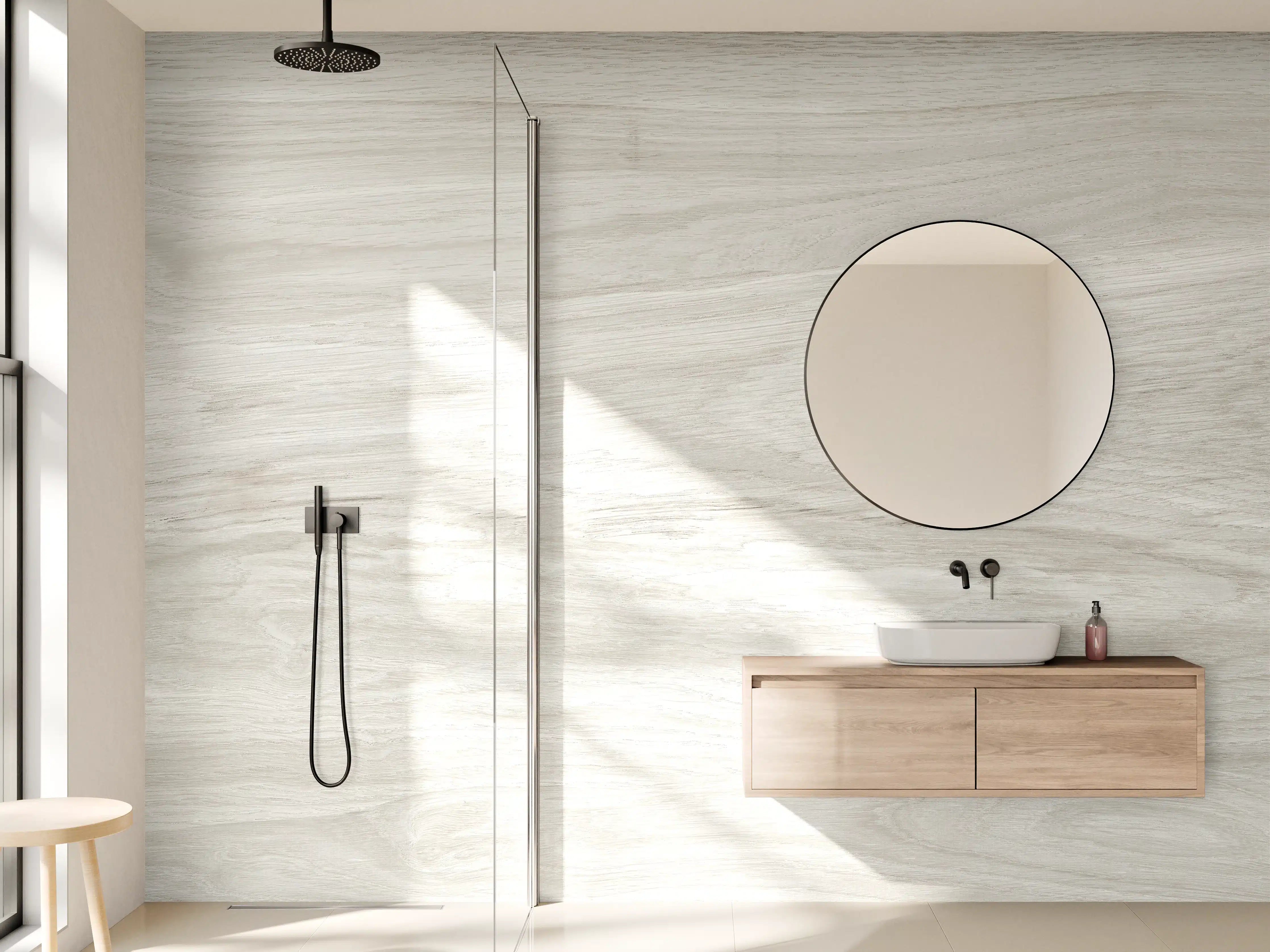 Wandverkleidung Bad - Natürliches helles Holzmuster