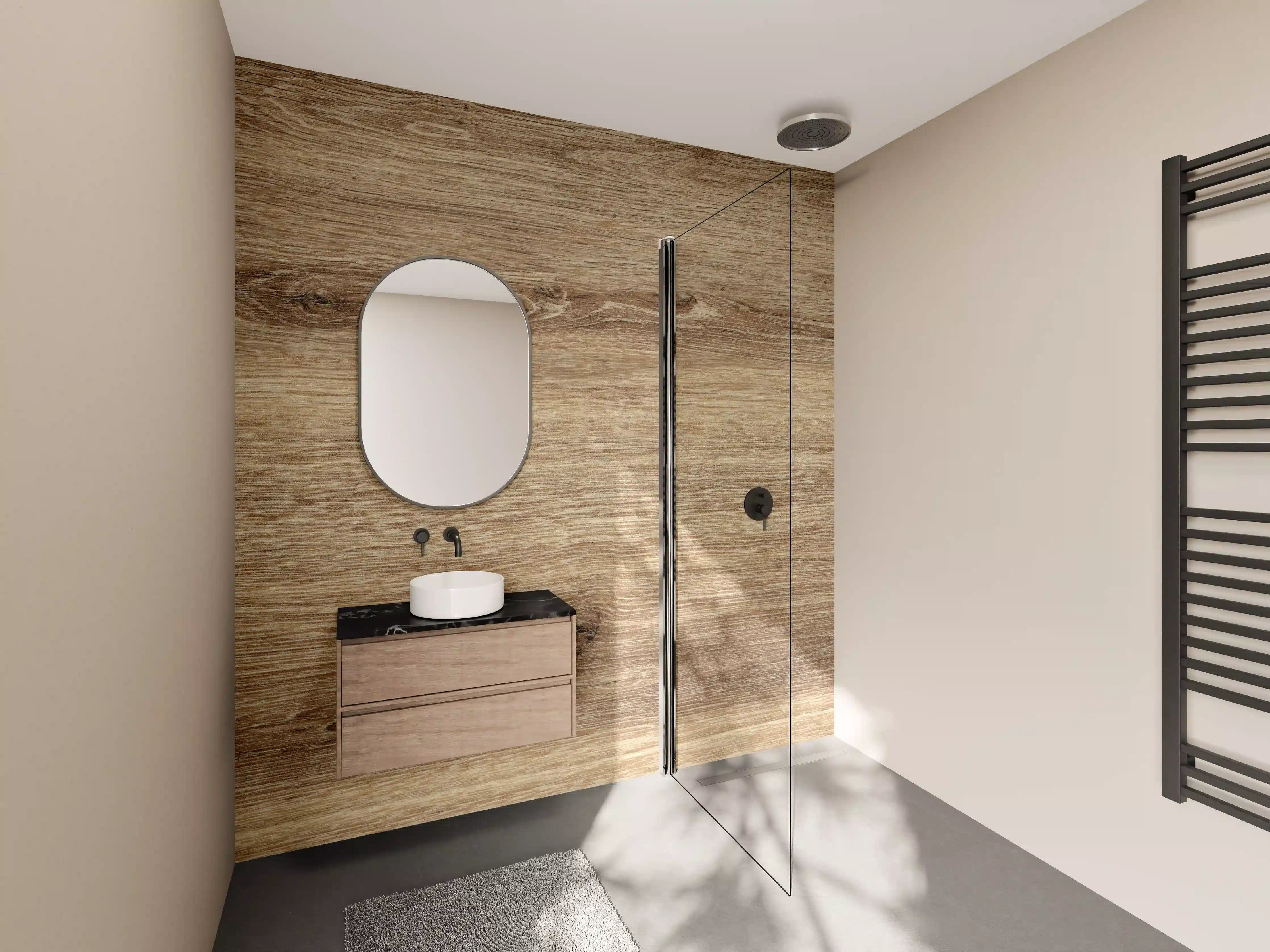 Wandverkleidung Bad - Naturbraune Altholztextur 1