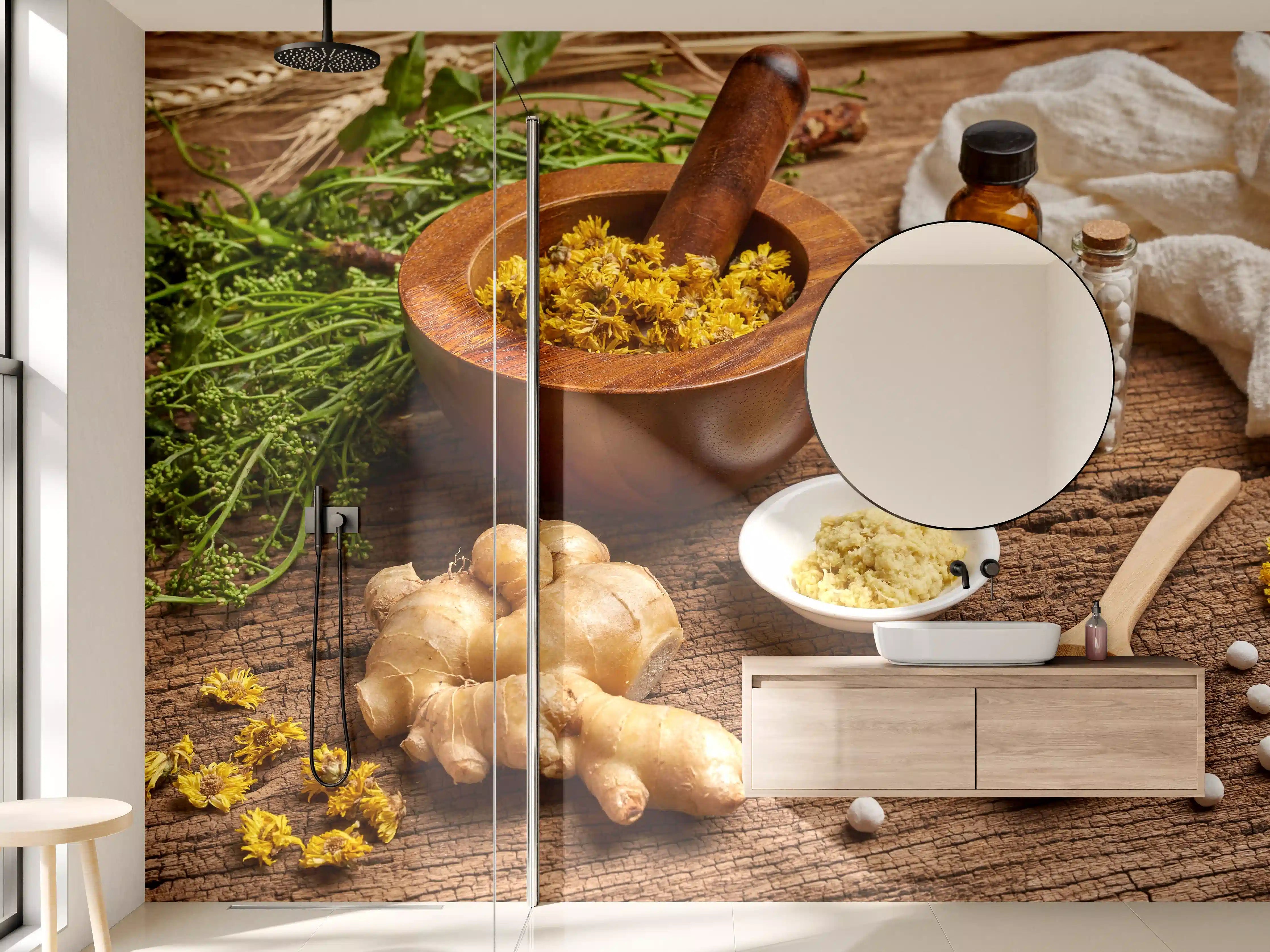 Wandverkleidung Bad - Naturheilkunde Bio-Kräuter Wohlfühlset