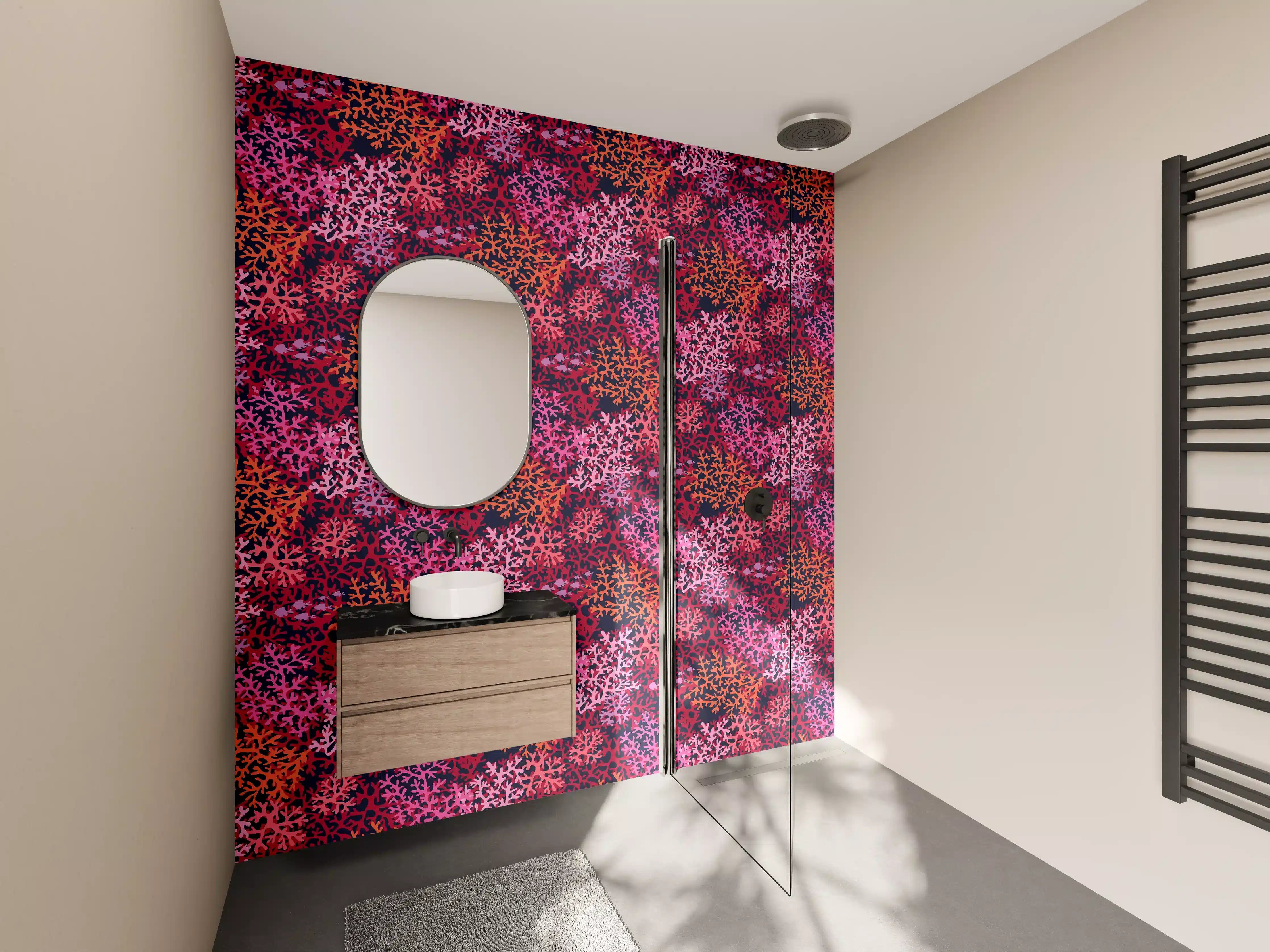 Wandverkleidung Bad - Neon-Korallen Pink Muster