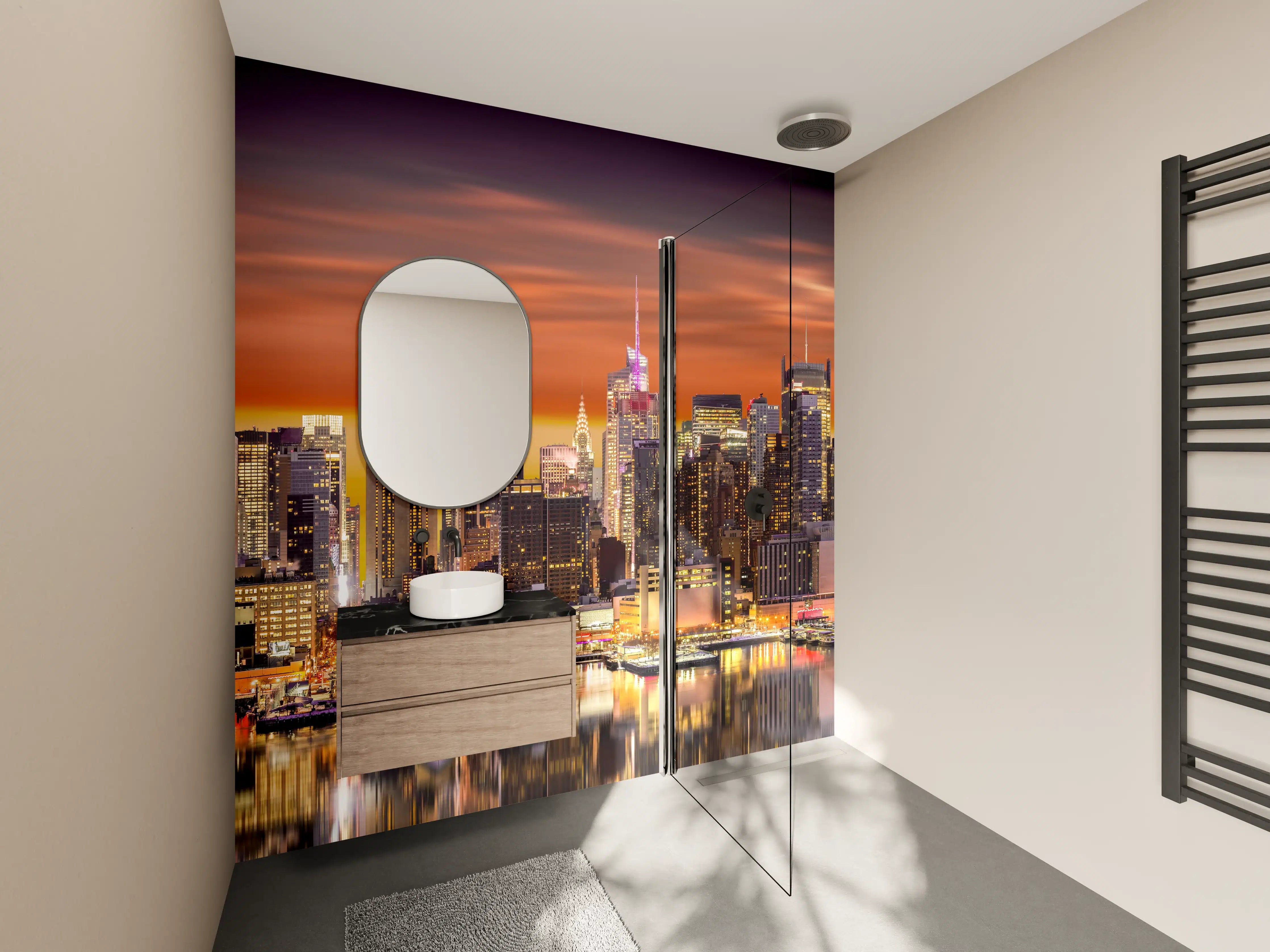 Wandverkleidung Bad - New York Skyline Sonnenuntergang