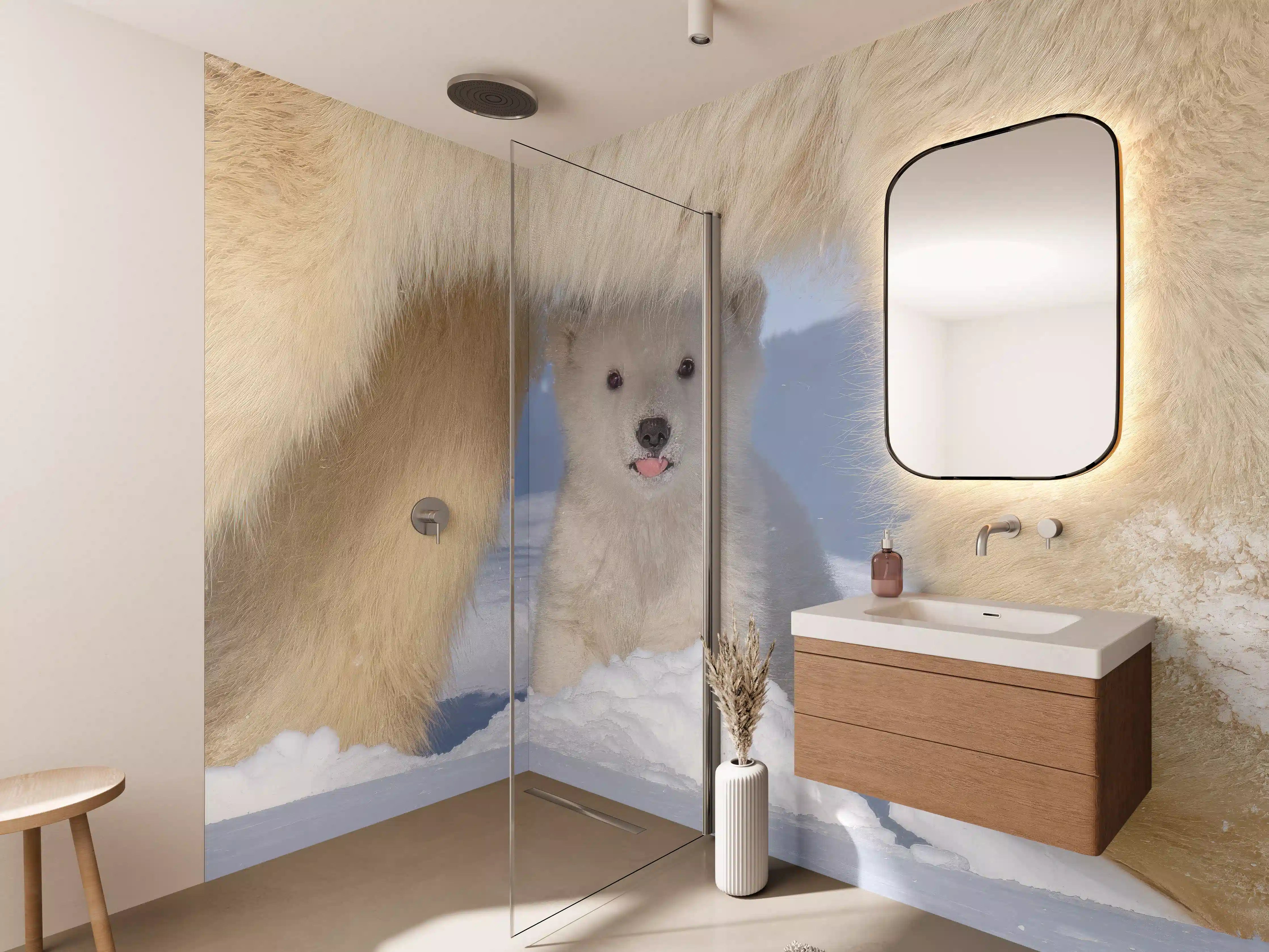 Wandverkleidung Bad - Niedliches Jungtier - Eisbär