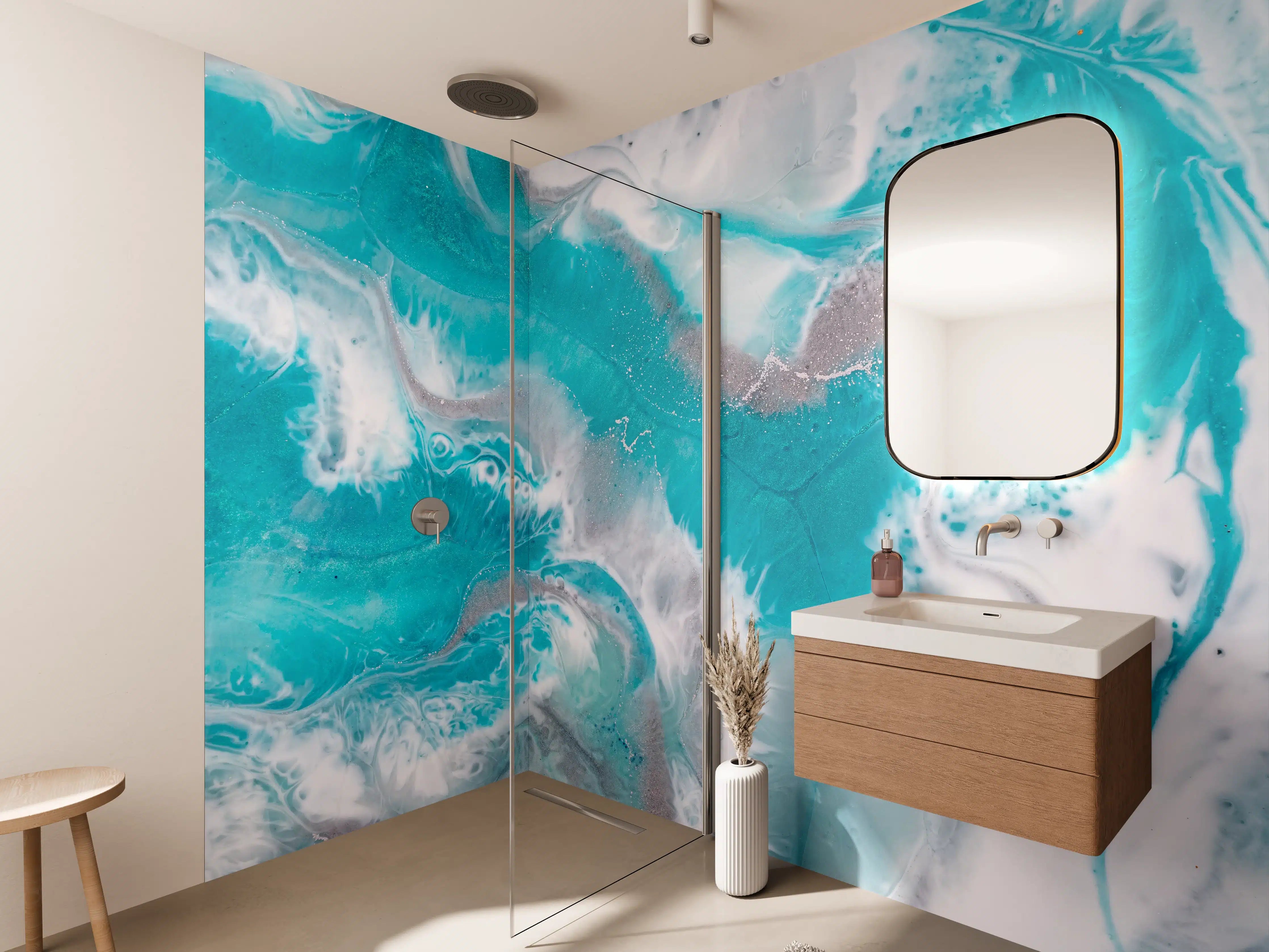 Wandverkleidung Bad - Nordische Wasserfarben-Textur