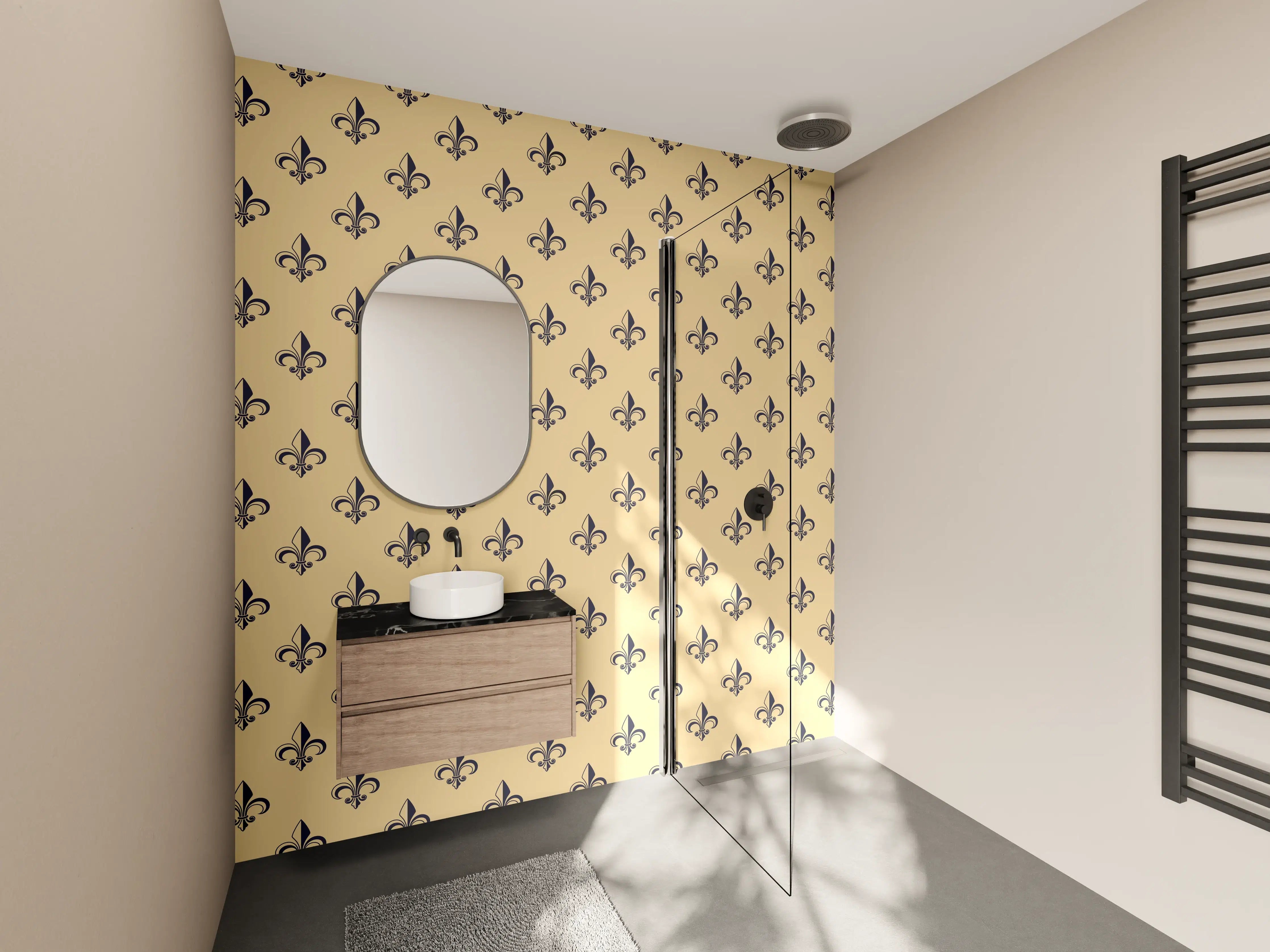 Wandverkleidung Bad - Ockerfarbenes geometrisches Muster