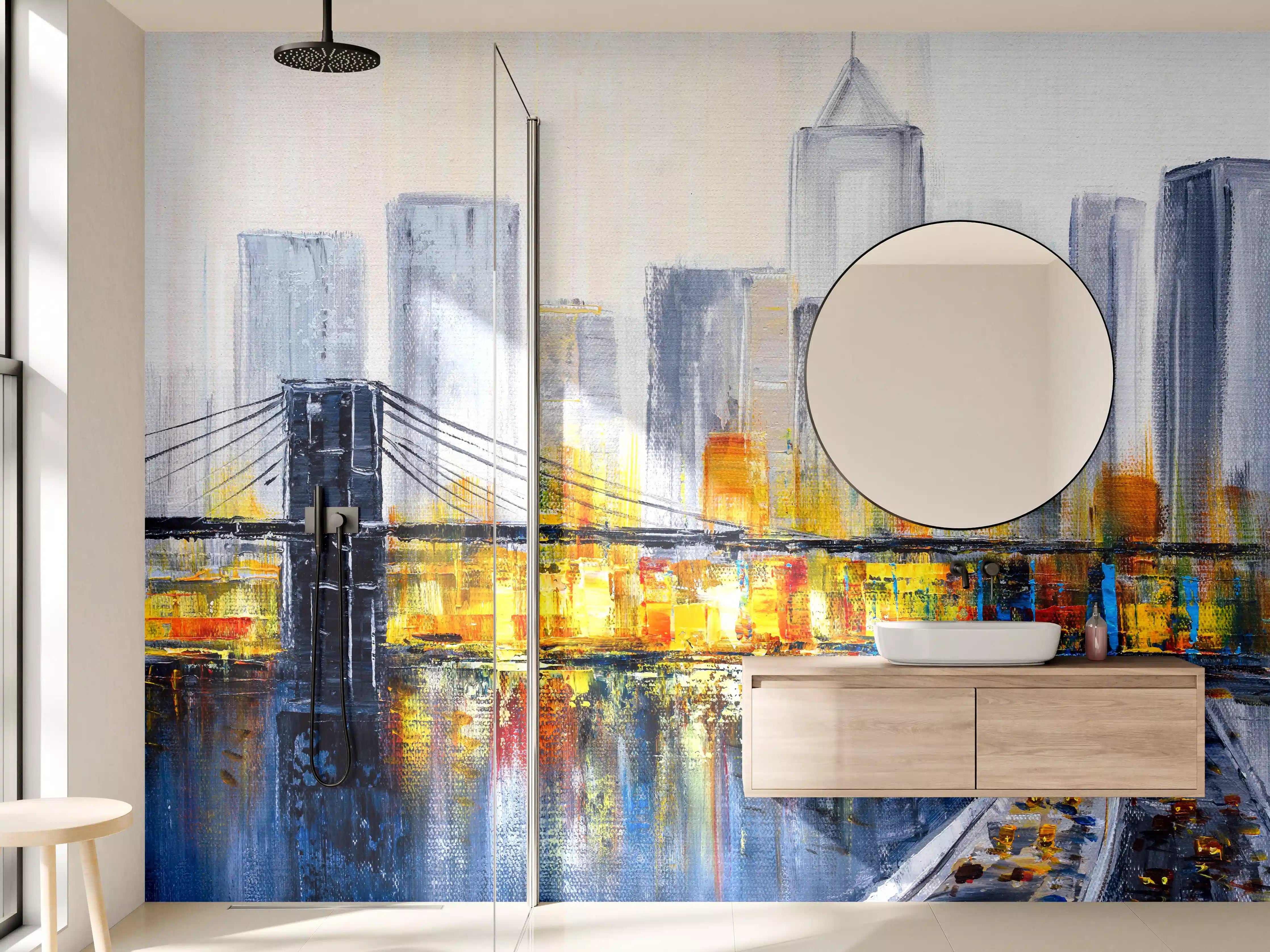 Wandverkleidung Bad - Ölgemälde - Brooklyn Bridge