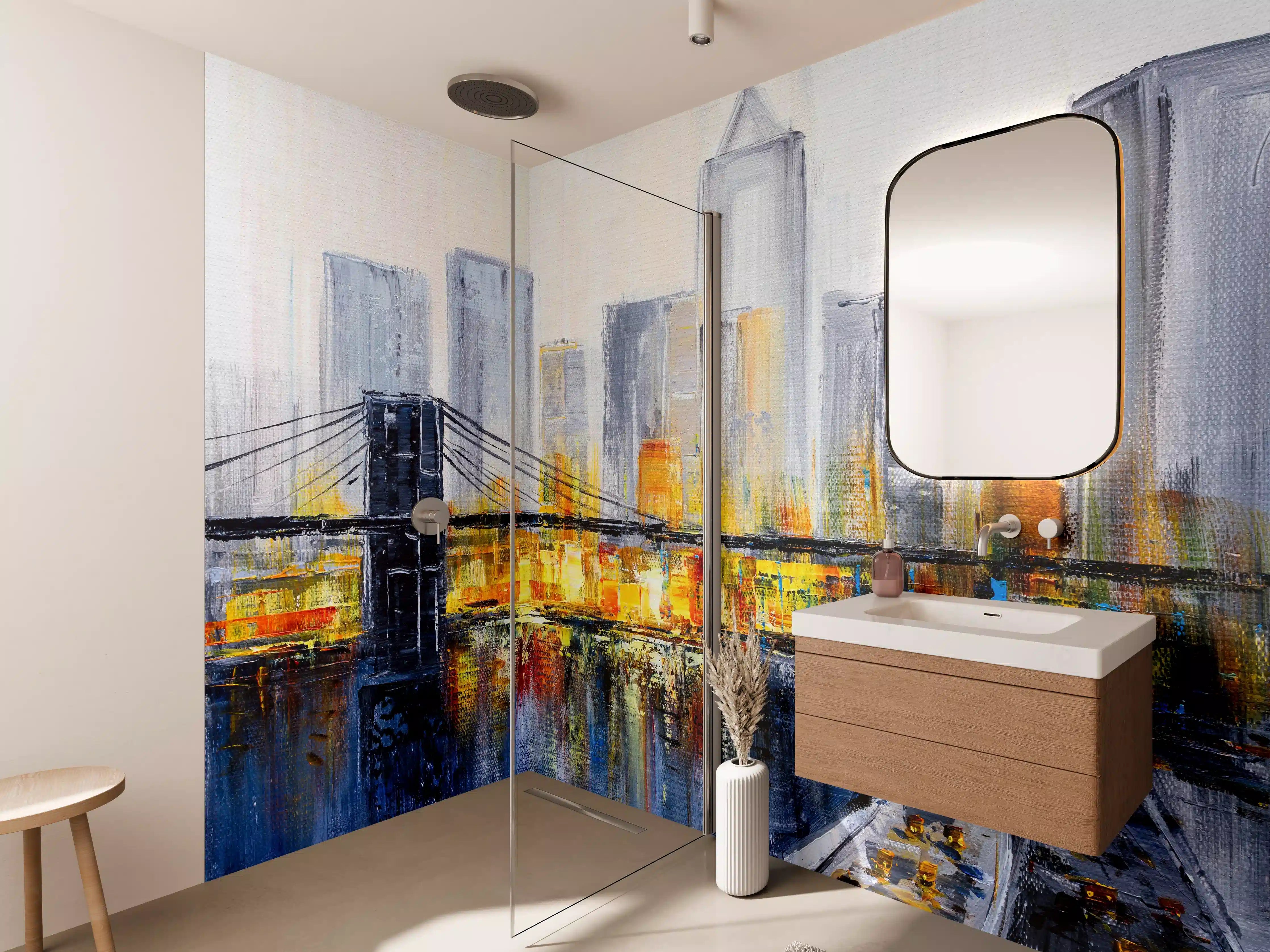 Wandverkleidung Bad - Ölgemälde - Brooklyn Bridge