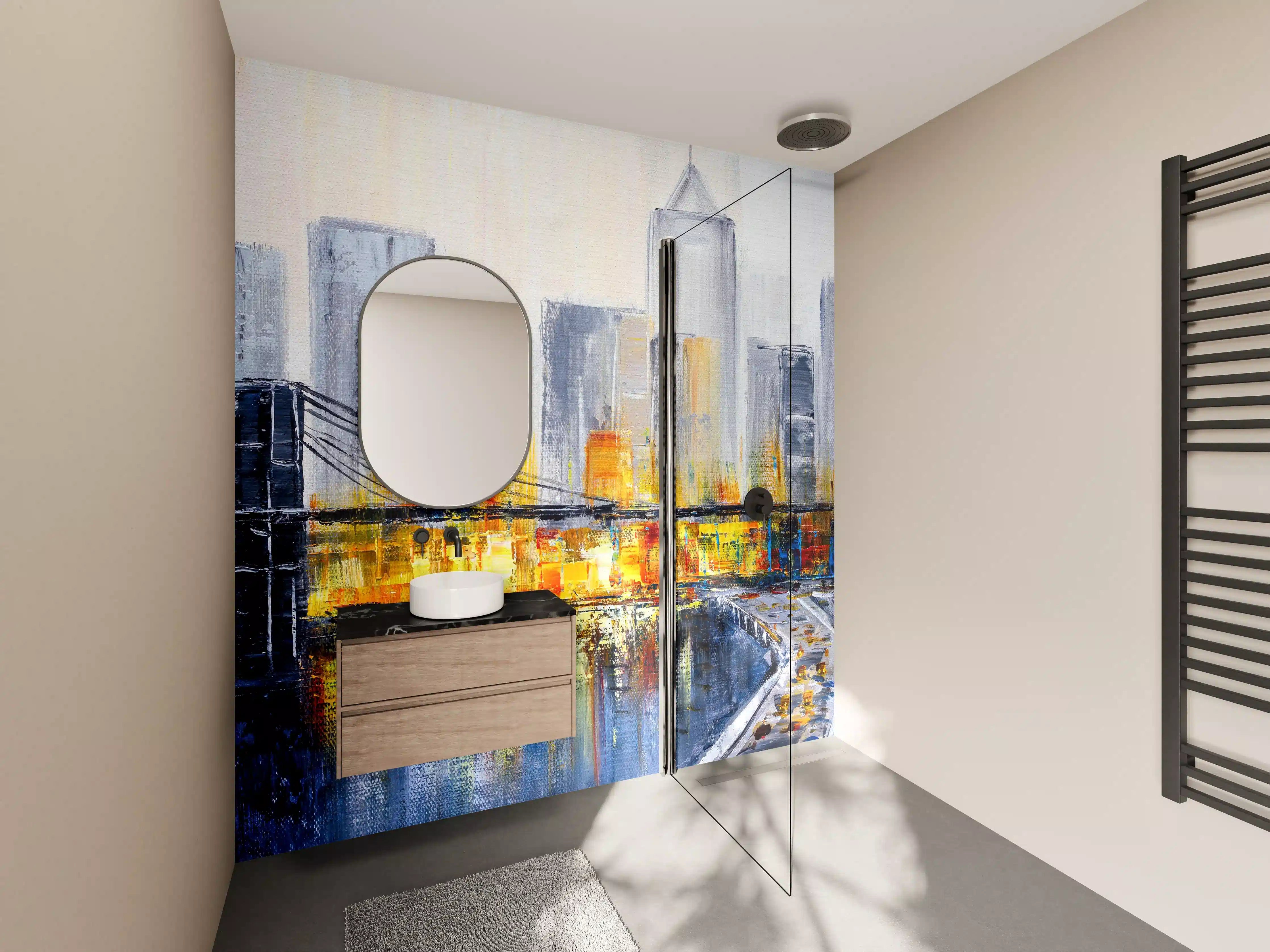 Wandverkleidung Bad - Ölgemälde - Brooklyn Bridge