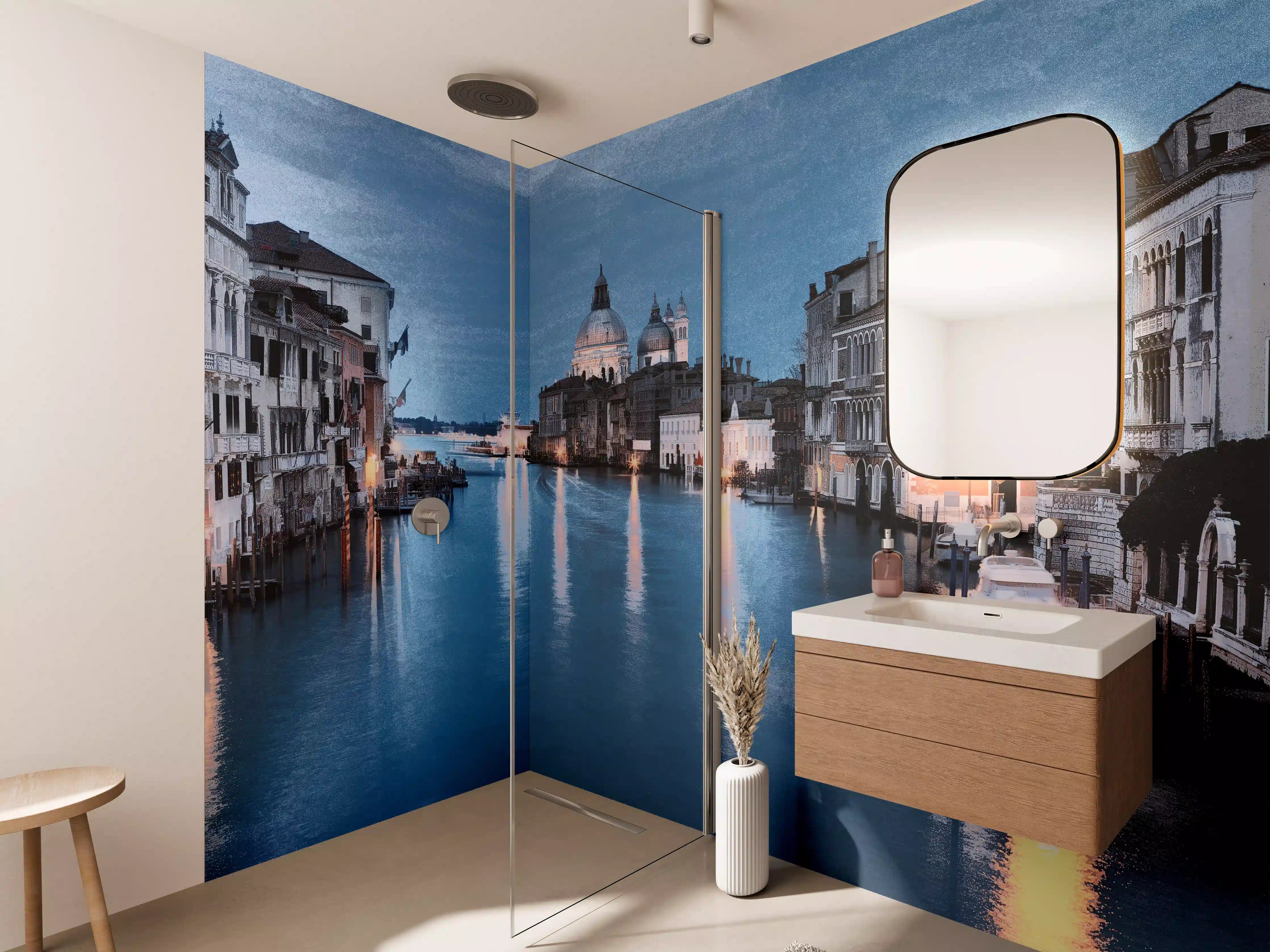 Wandverkleidung Bad - Ölgemäldes des Grand Canal bei Nacht