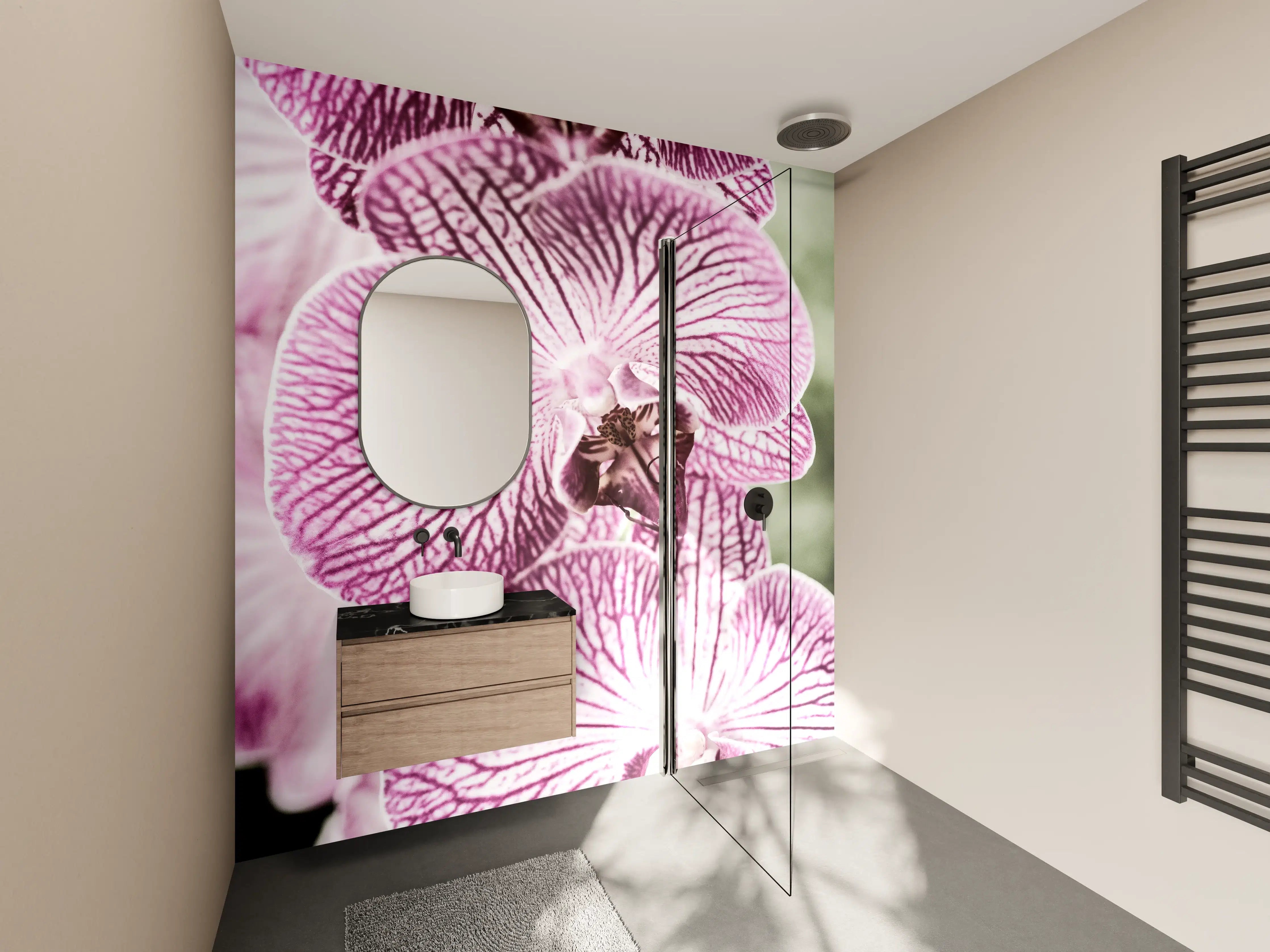 Wandverkleidung Bad - Orchideen Makro Pink-Lila