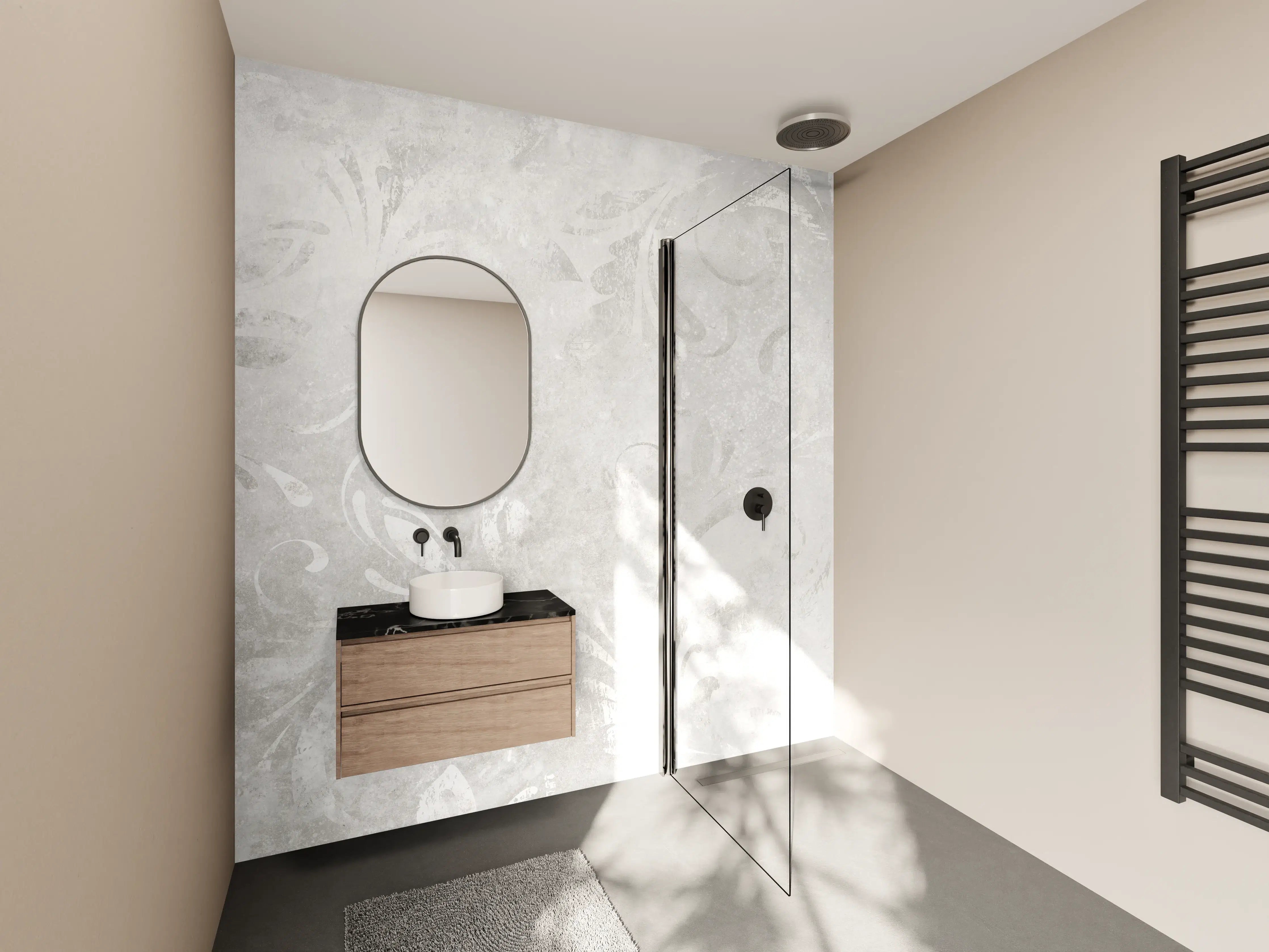 Wandverkleidung Bad - Orientale Zement Tapete