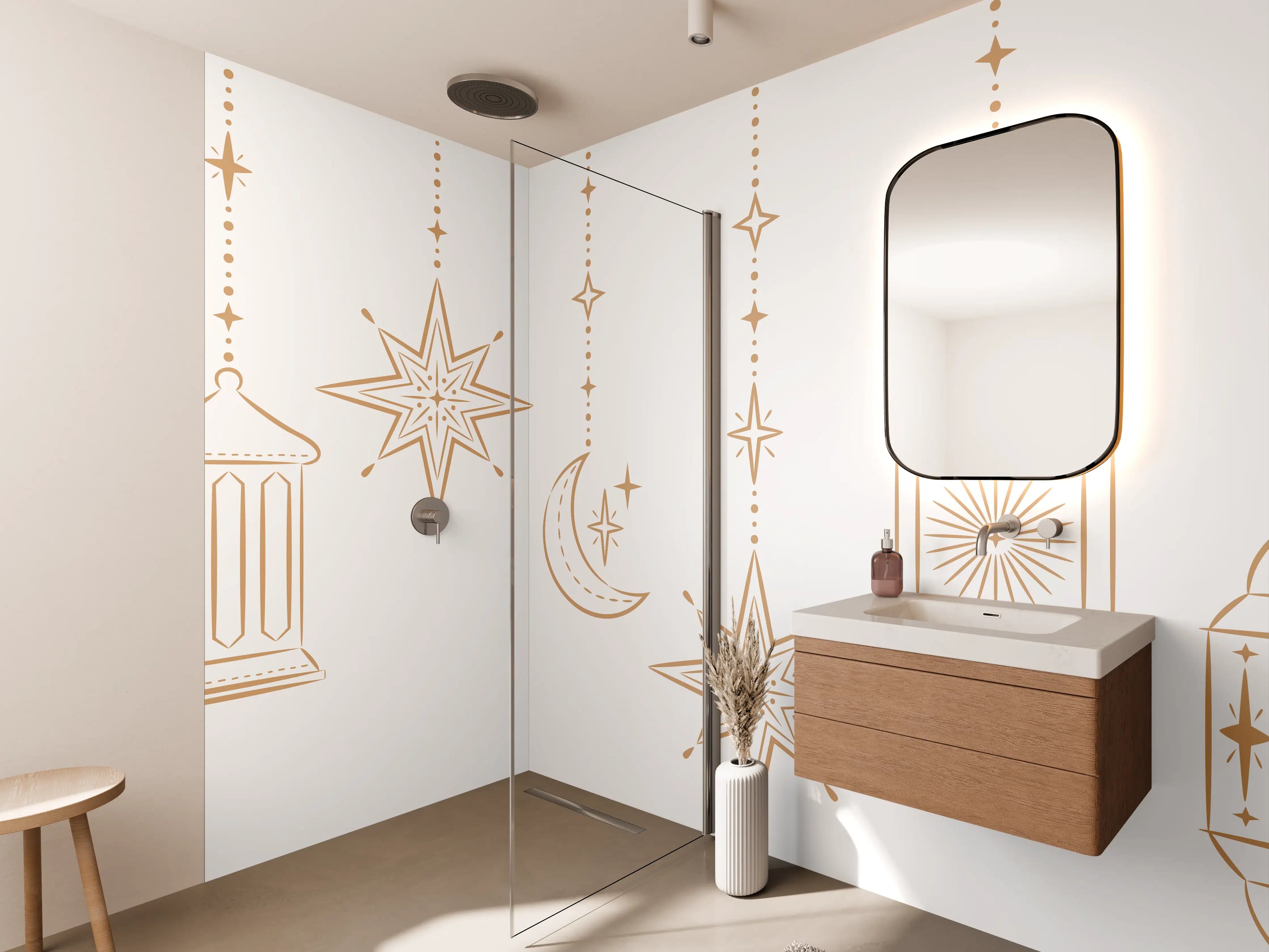 Wandverkleidung Bad - Orientalische Gold Motiv Girlande