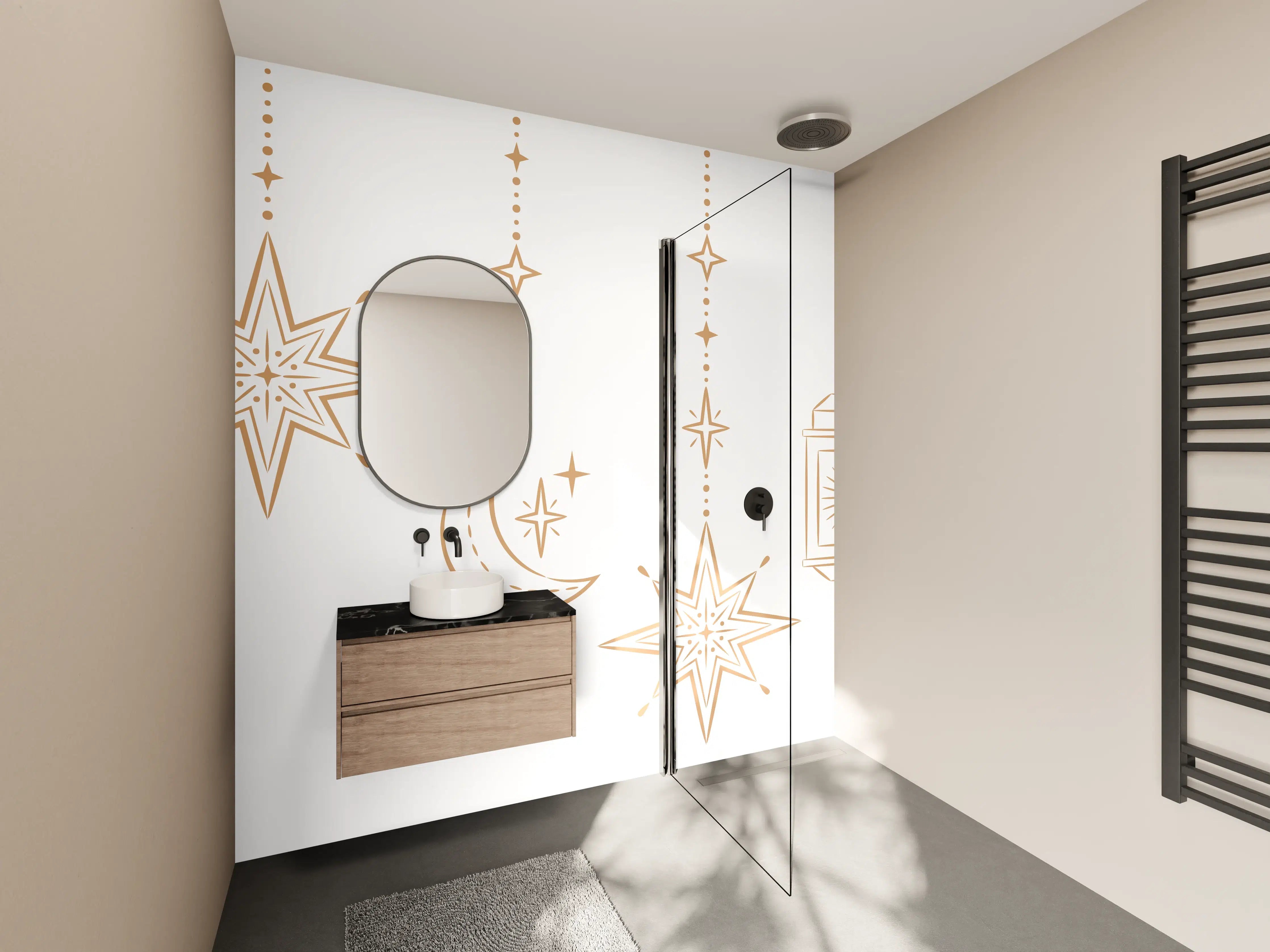 Wandverkleidung Bad - Orientalische Gold Motiv Girlande