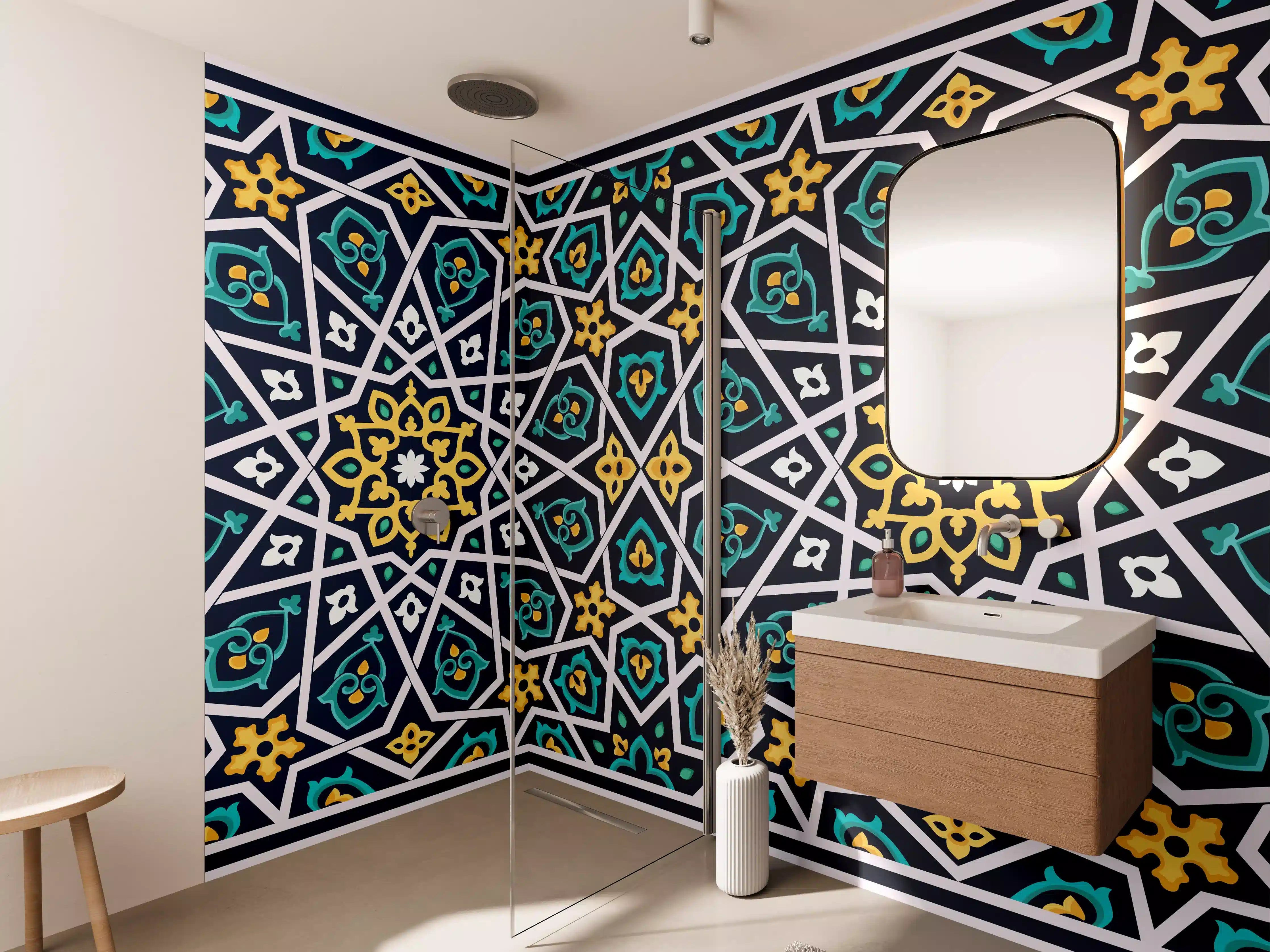 Wandverkleidung Bad - Orientalische Sternstruktur