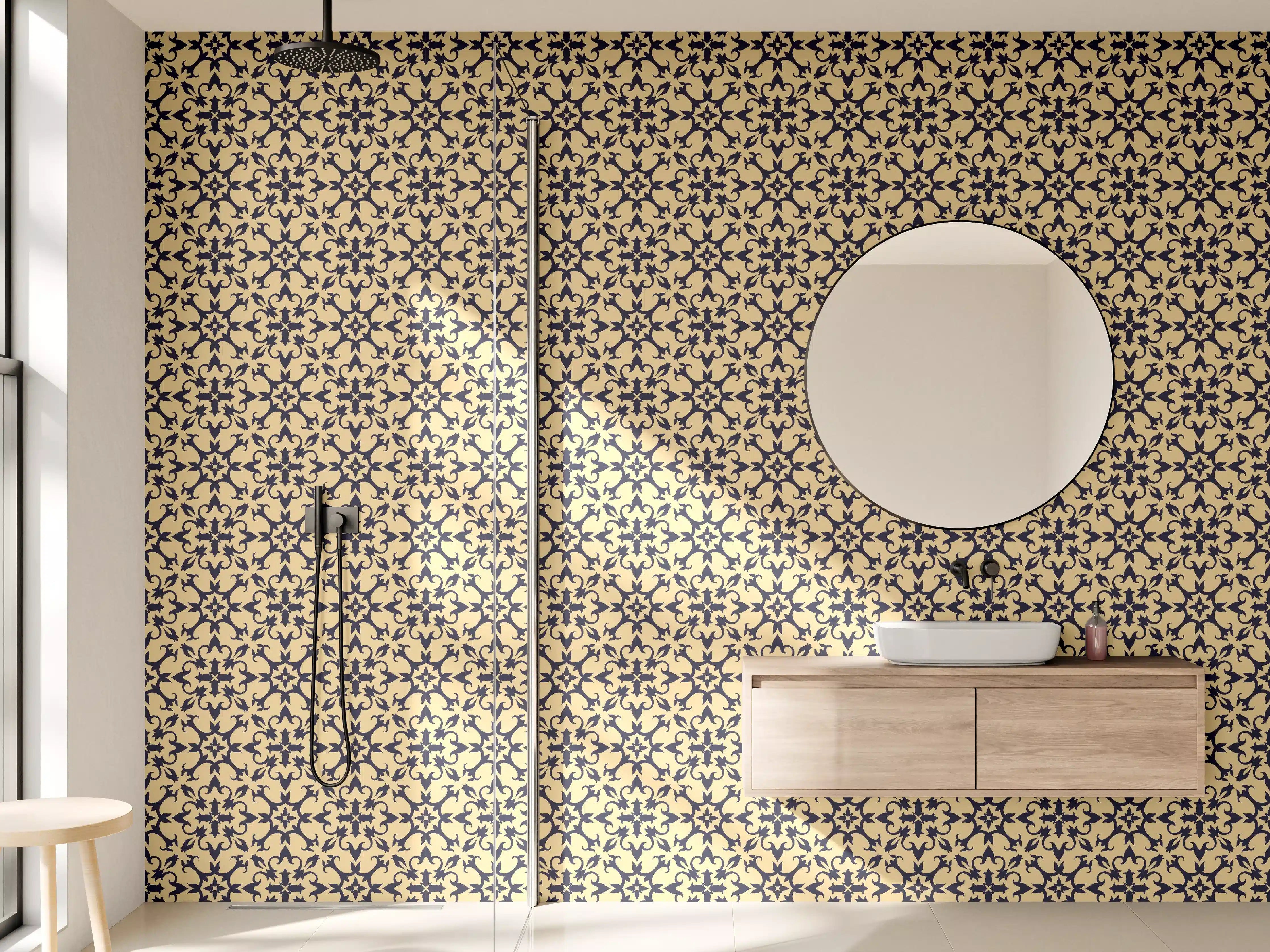 Wandverkleidung Bad - Ornamentales Beige-Muster