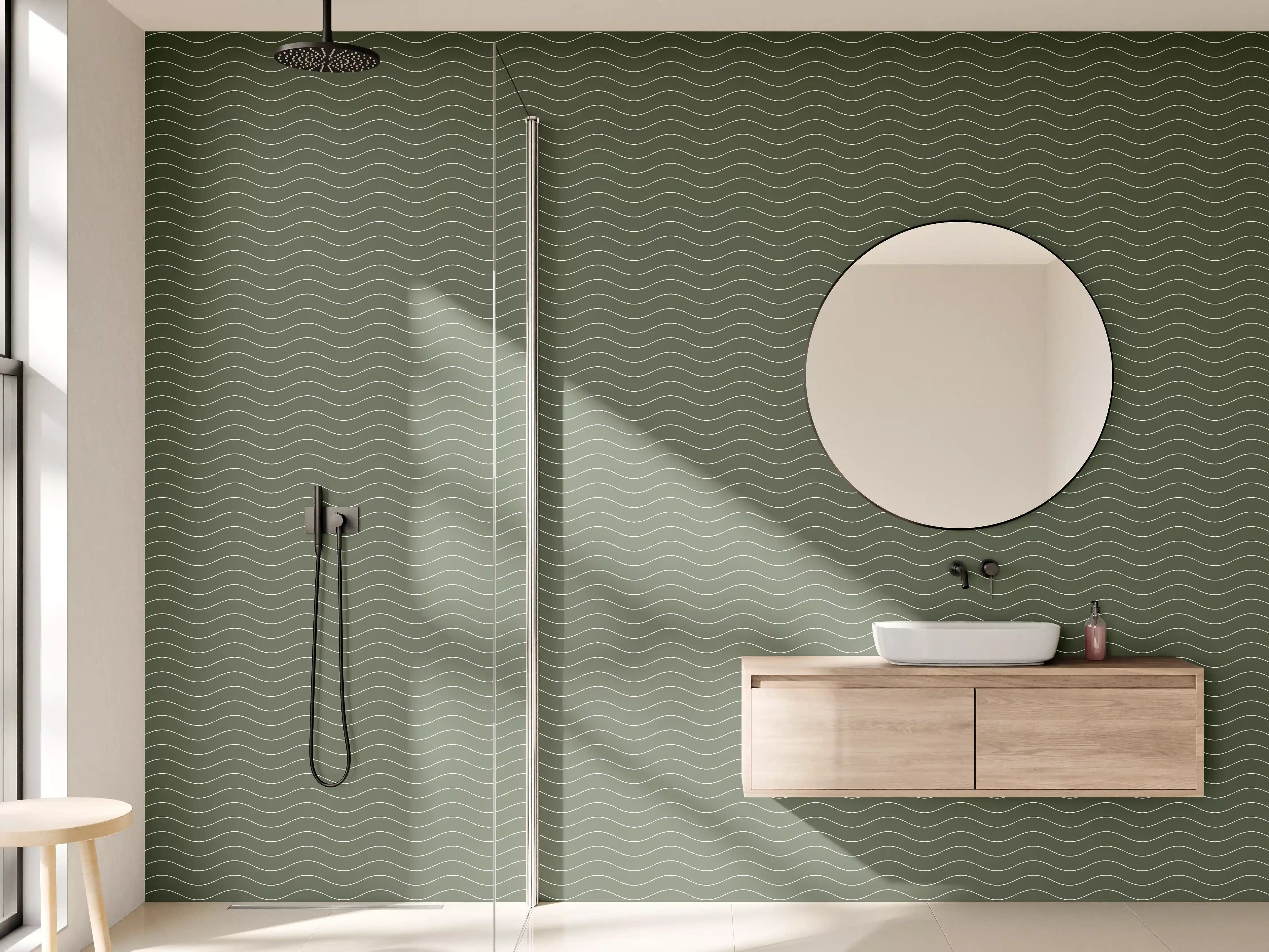 Wandverkleidung Bad - Ozeanwellen in Grün