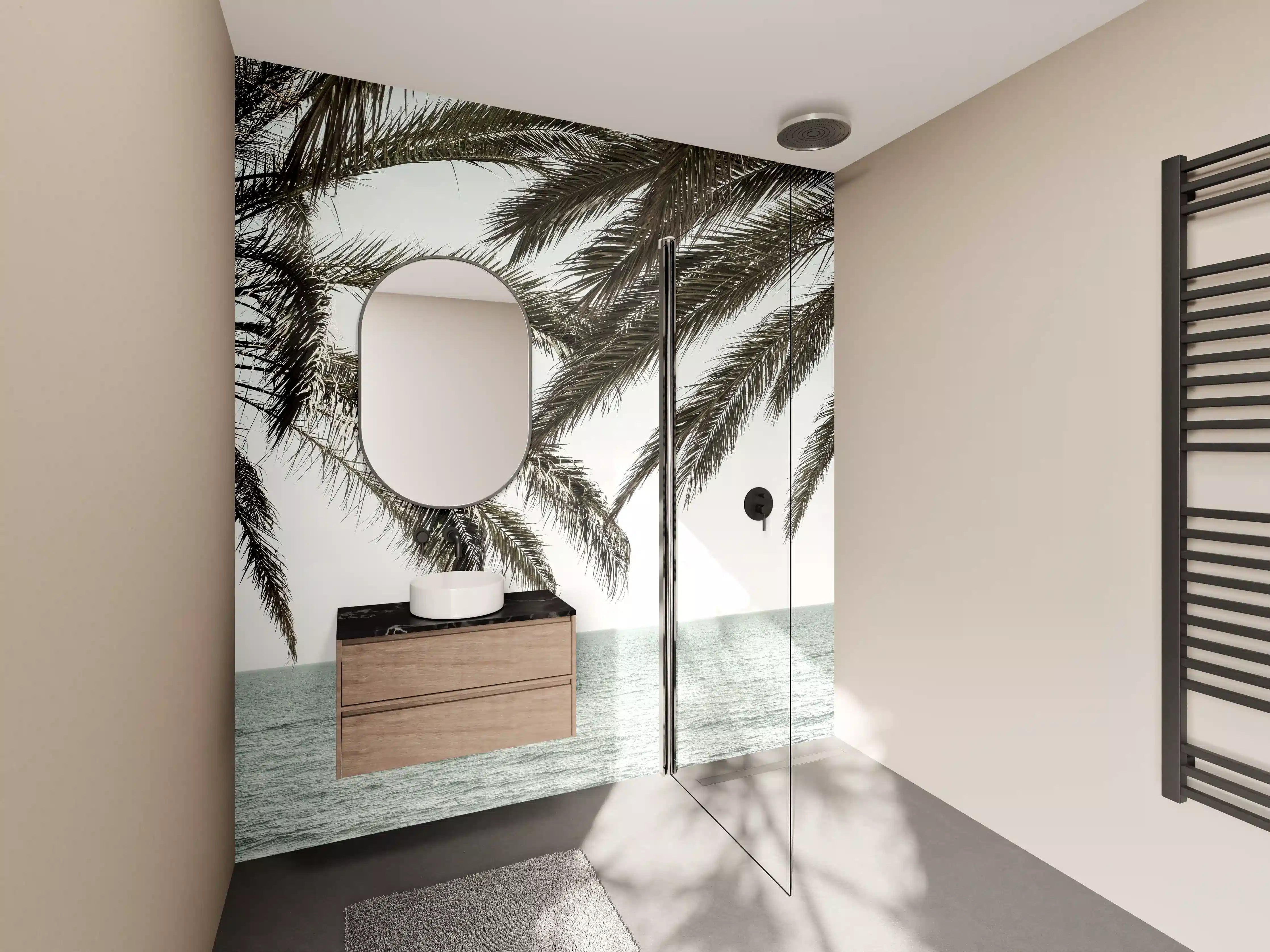 Wandverkleidung Bad - Palmengarten am Meer