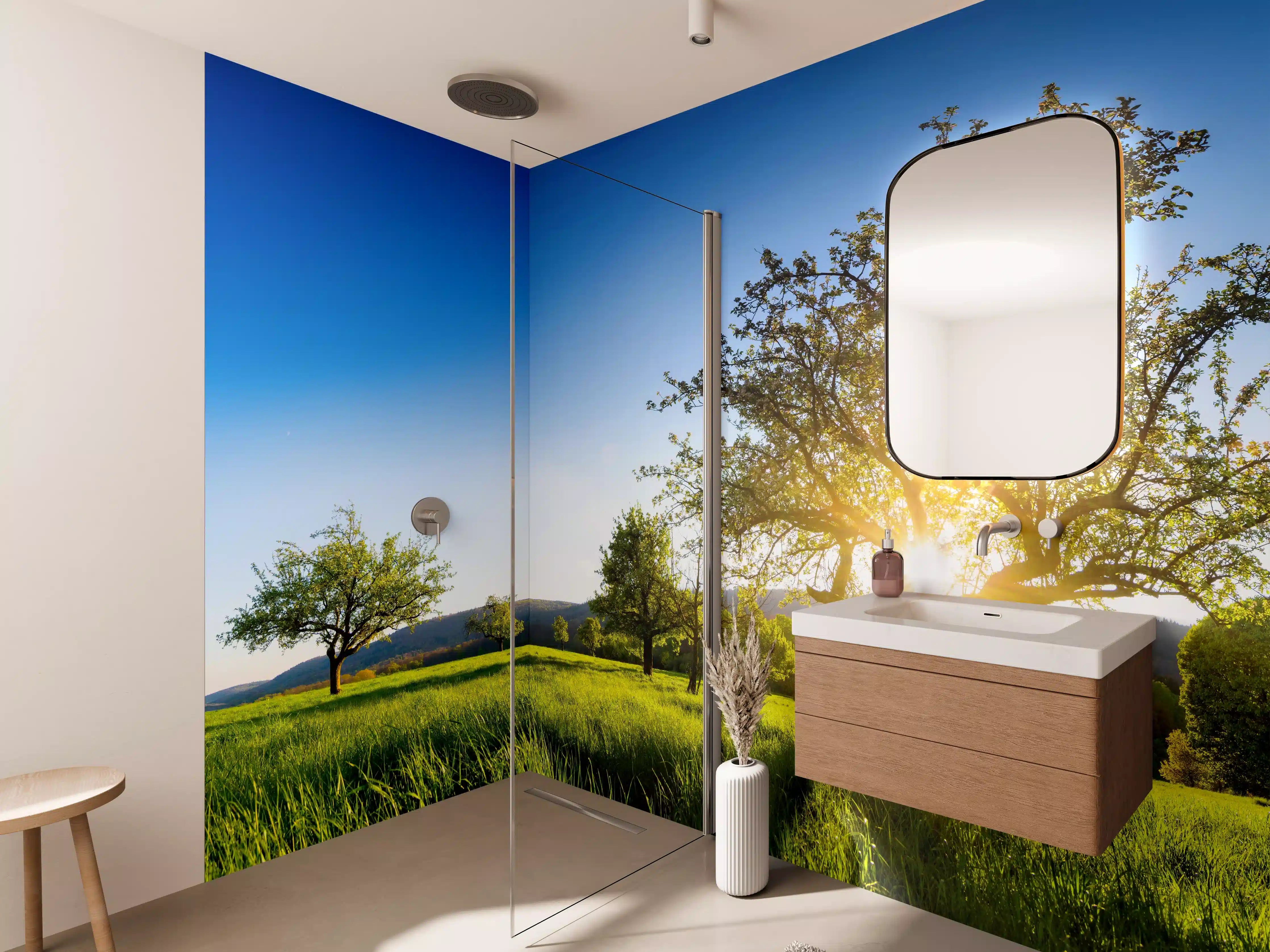 Wandverkleidung Bad - Panorama Ländliche Idylle