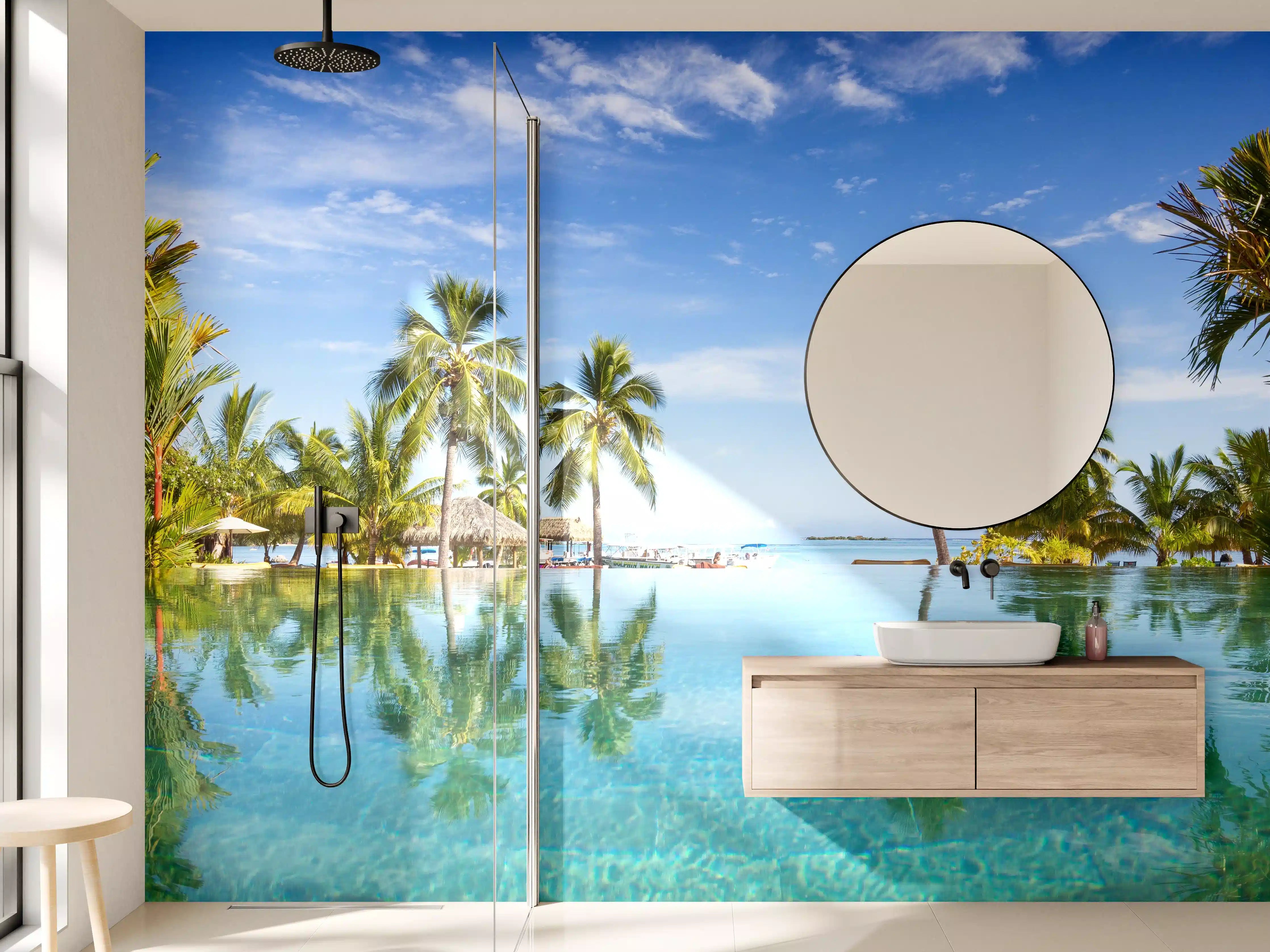 Wandverkleidung Bad - Panorama-Pool in der Karibik