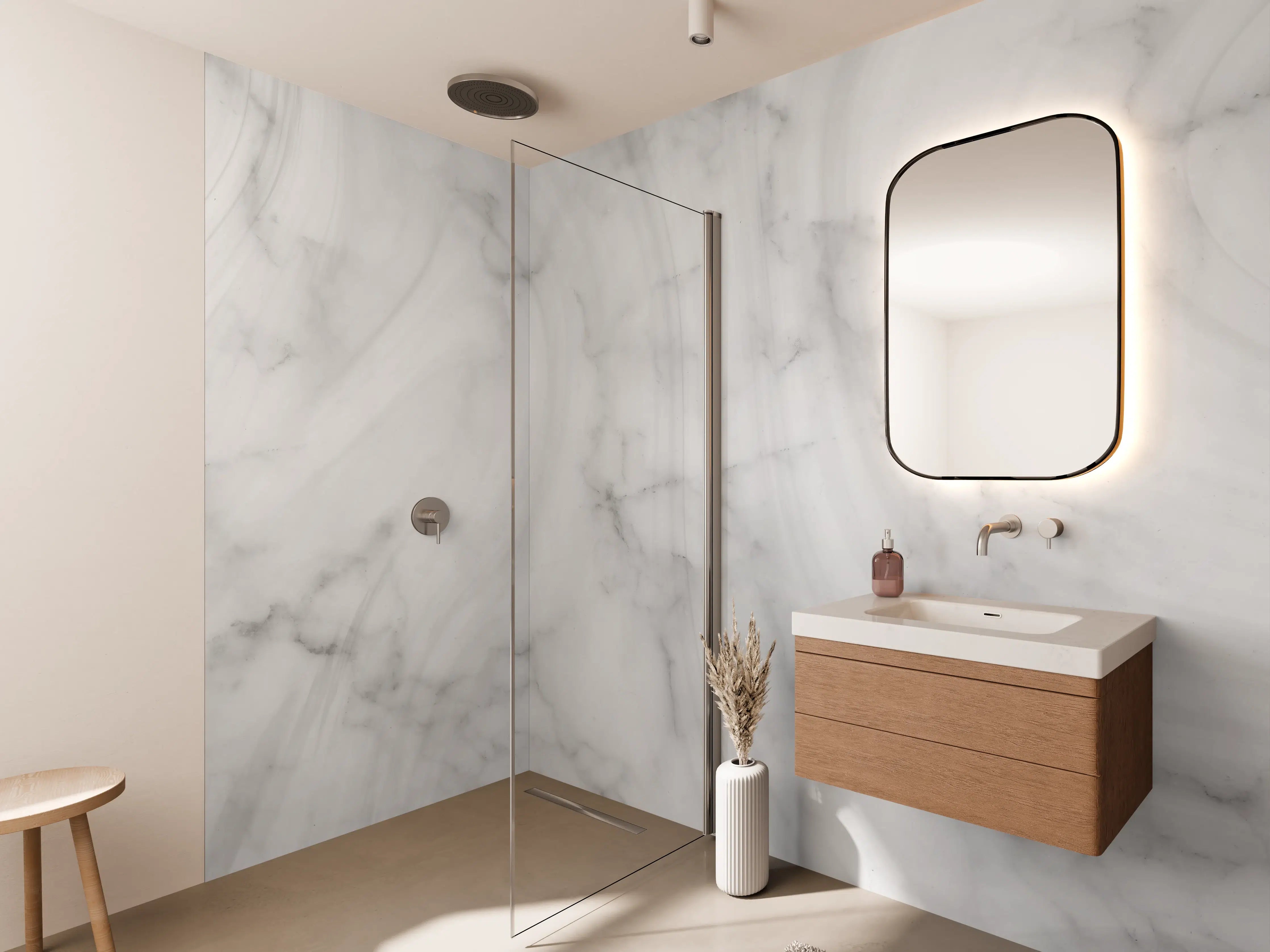 Wandverkleidung Bad - Panorama grauer Marmor Hintergrund