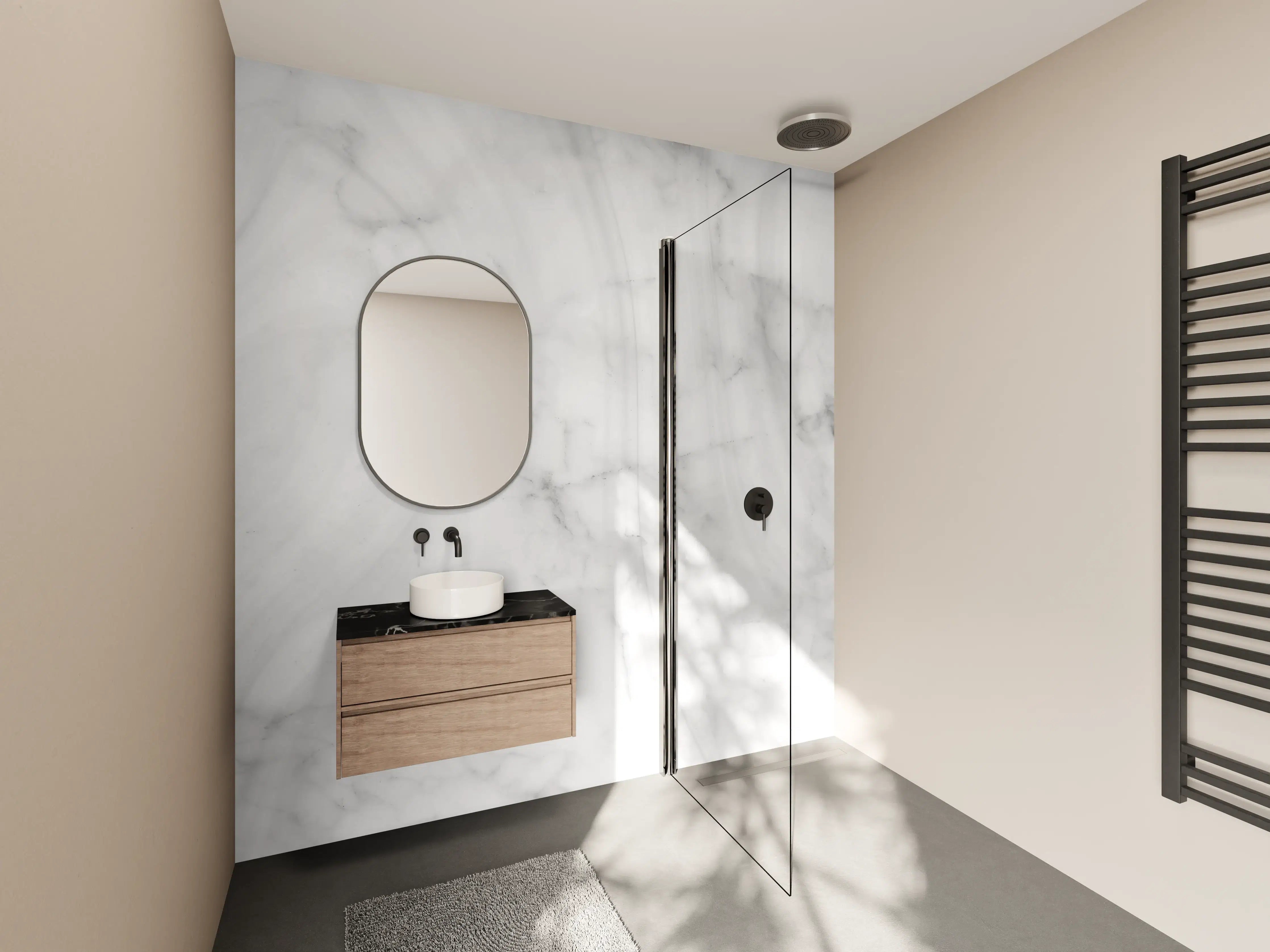 Wandverkleidung Bad - Panorama grauer Marmor Hintergrund