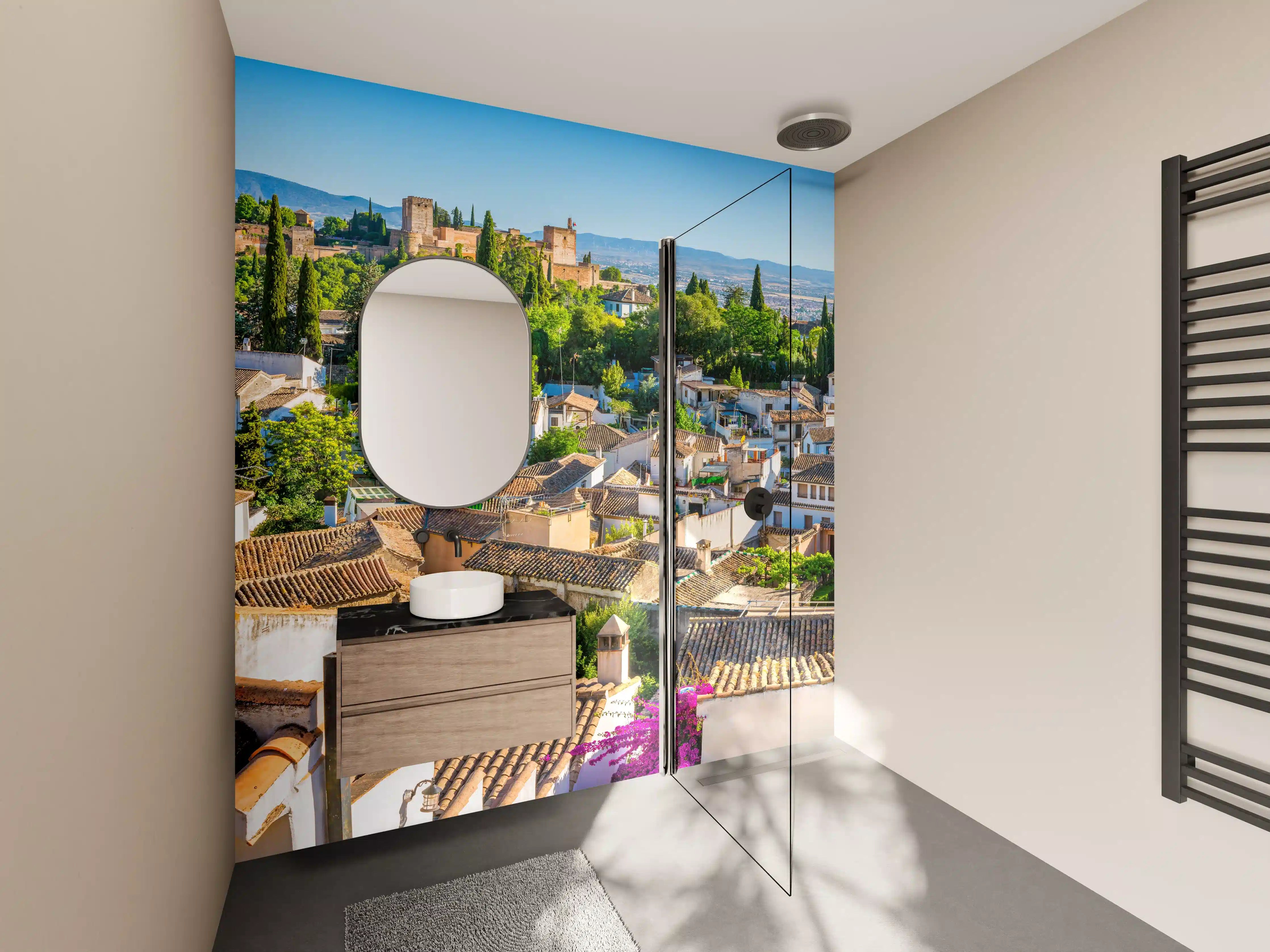 Wandverkleidung Bad - Panoramablick auf Albacin