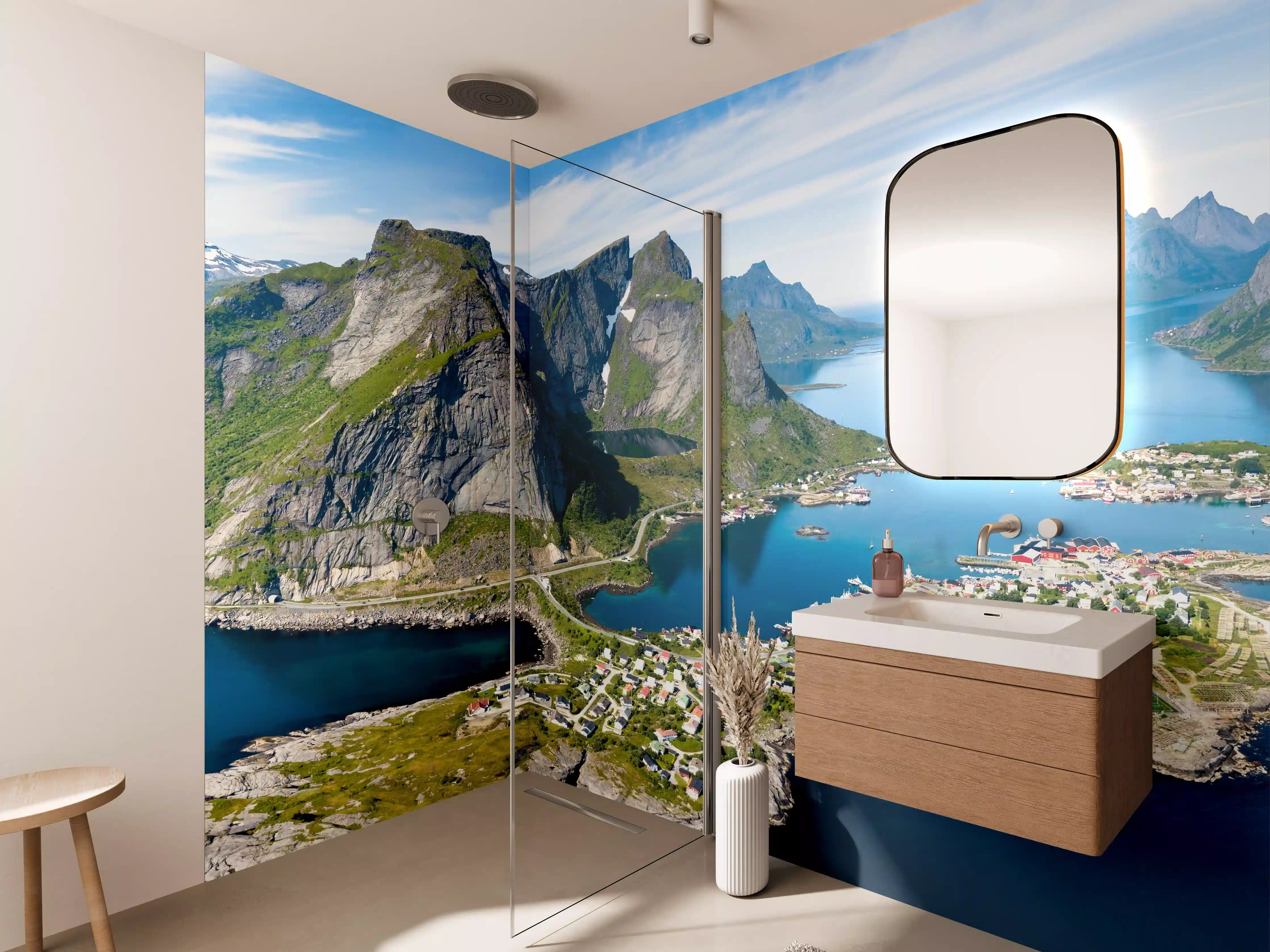 Wandverkleidung Bad - Panoramablick auf Reine
