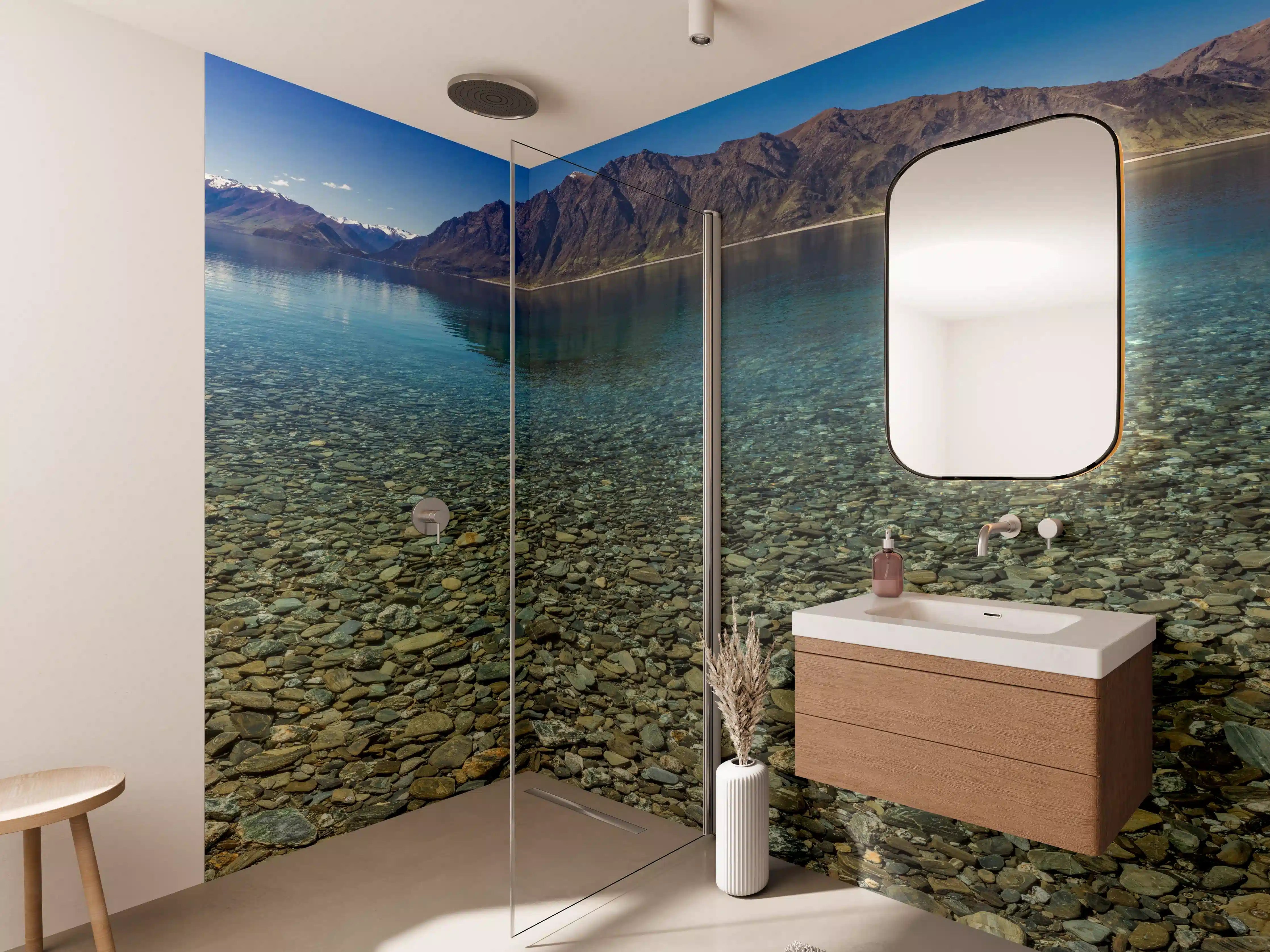Wandverkleidung Bad - Panoramafotos vom Hawea-See