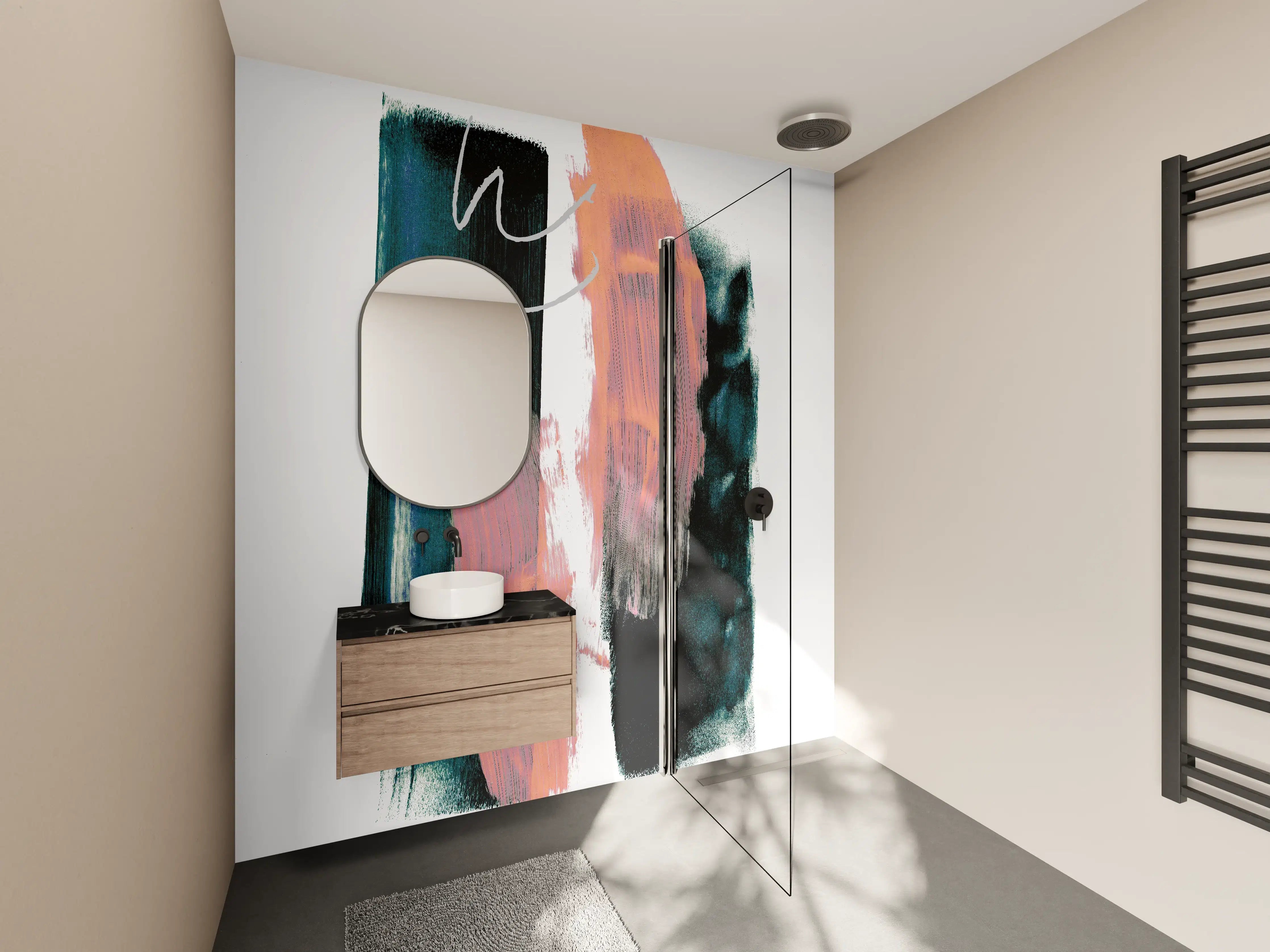Wandverkleidung Bad - Pastell Abstrakte Pinselkunst