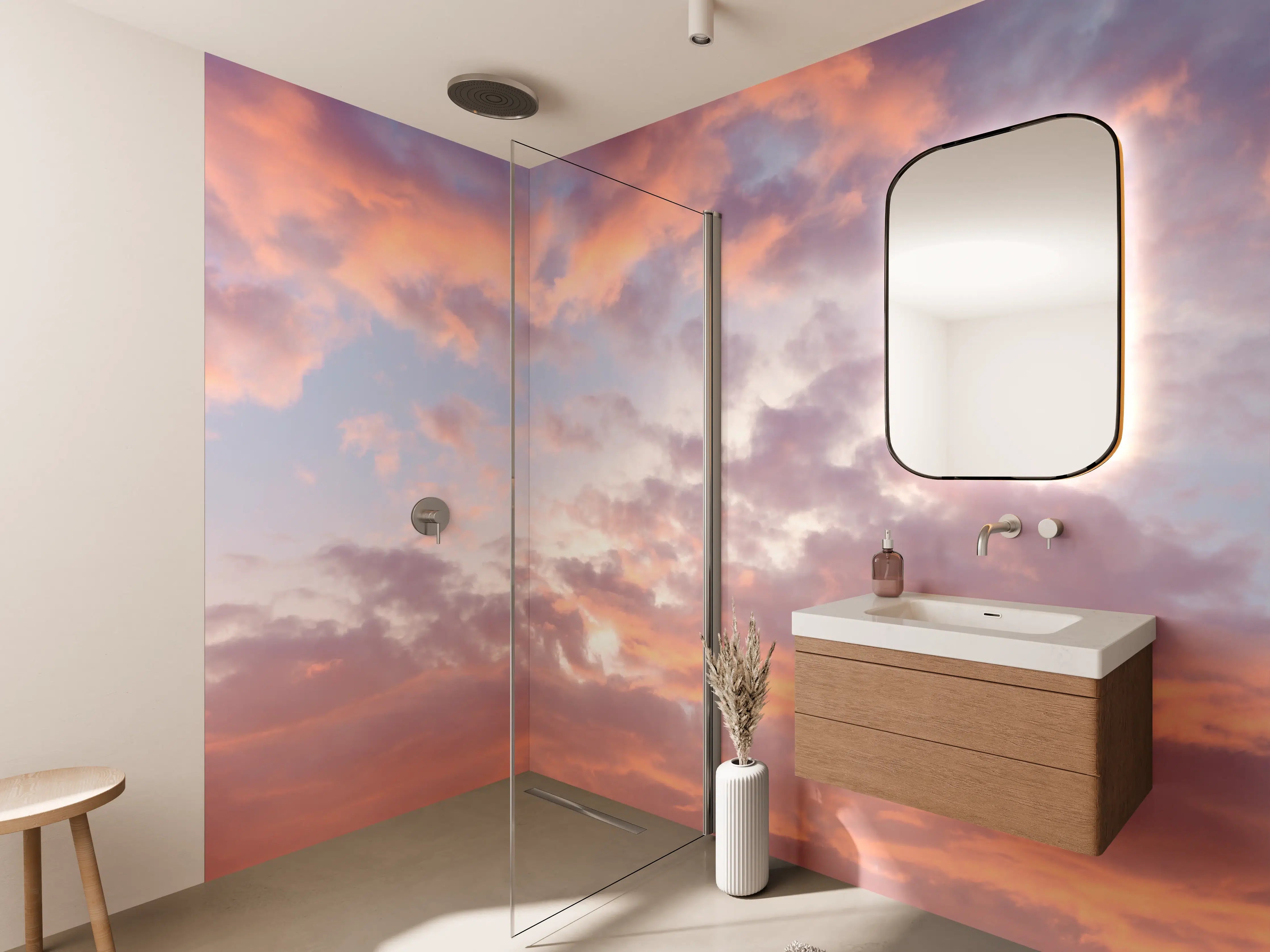 Wandverkleidung Bad - Pastell-Sonnenuntergangs-Himmel