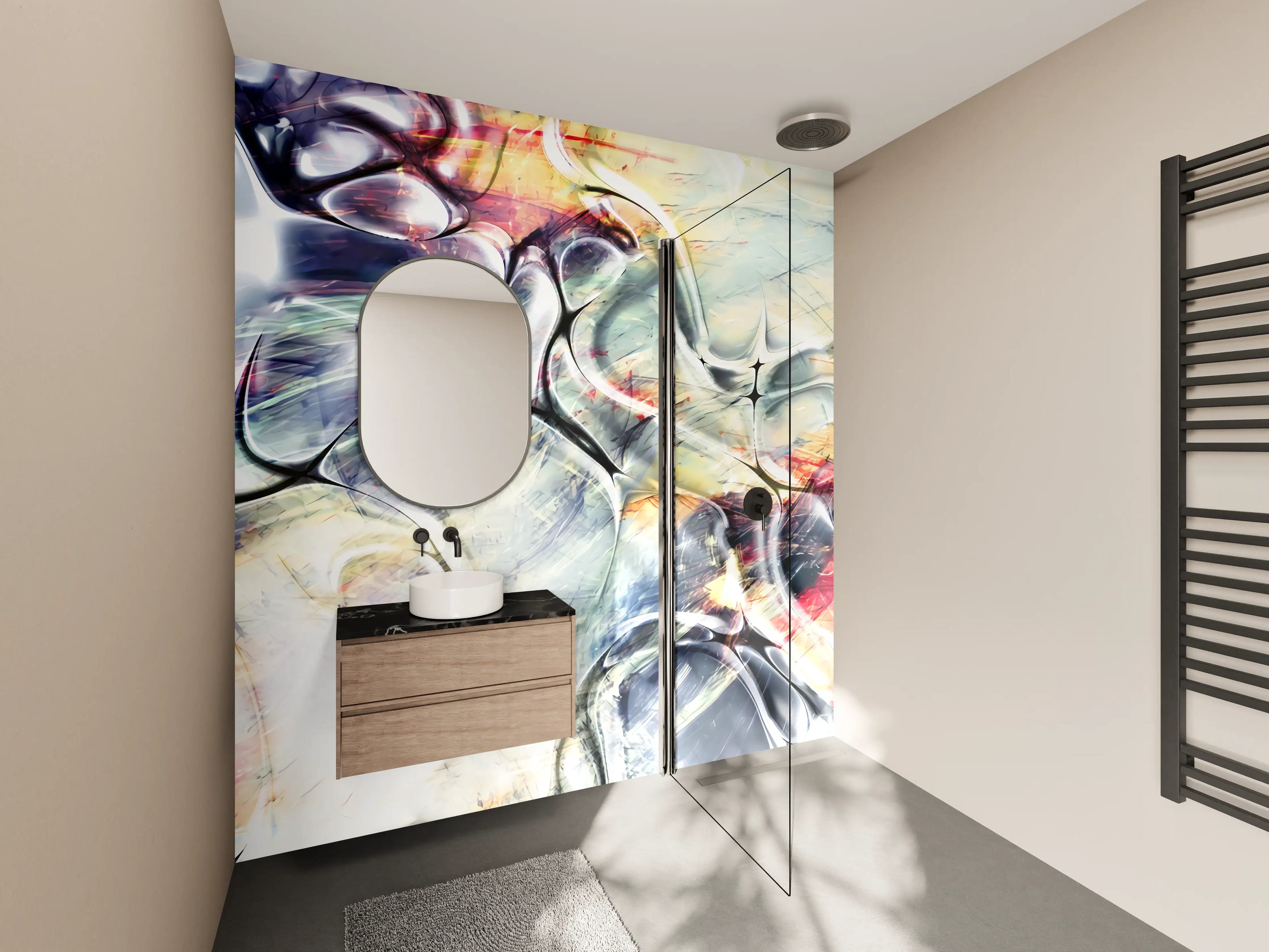 Wandverkleidung Bad - Pastellfarben Kunst