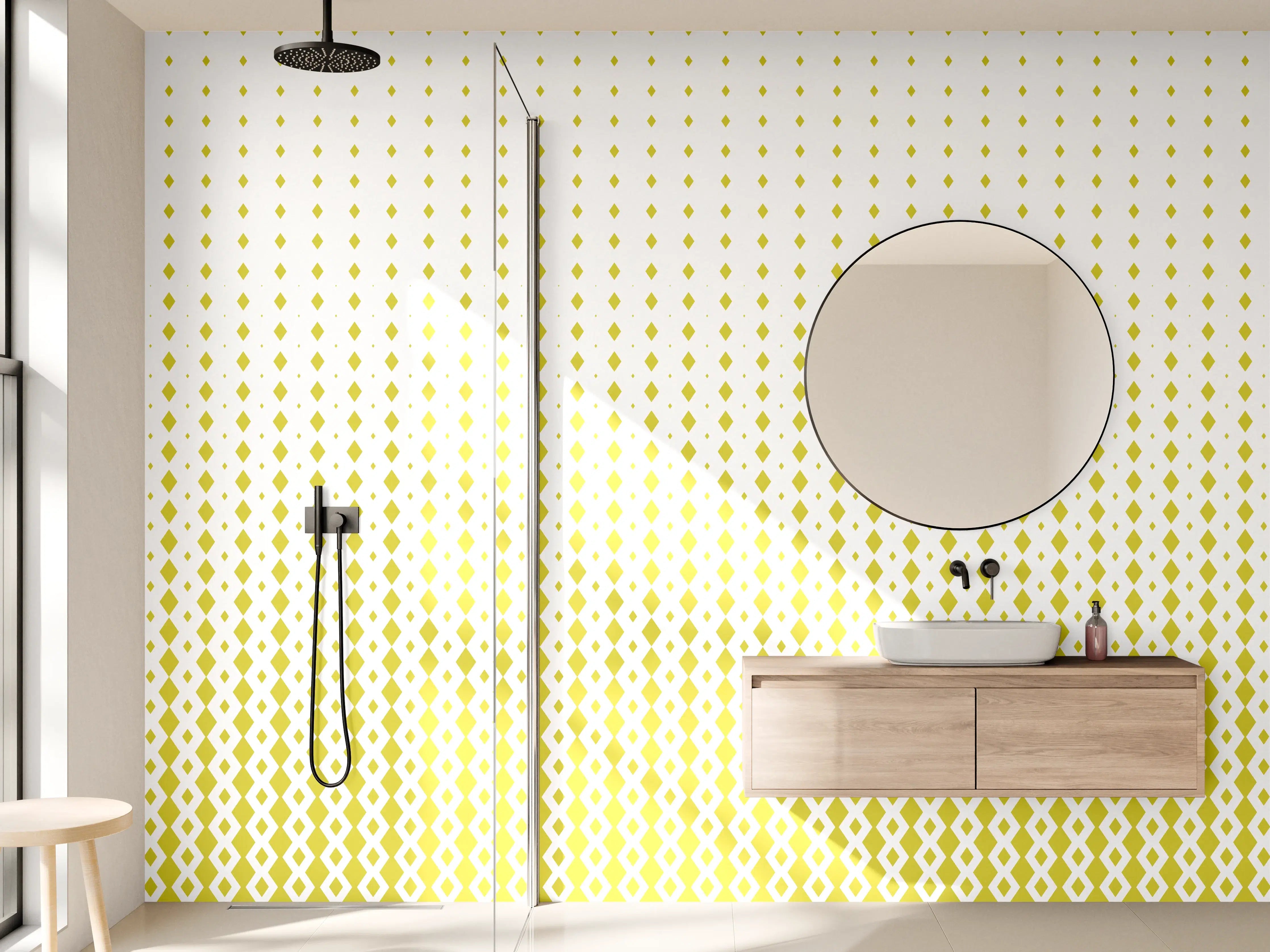 Wandverkleidung Bad - Pastellgelber Punktmuster-Backdrop