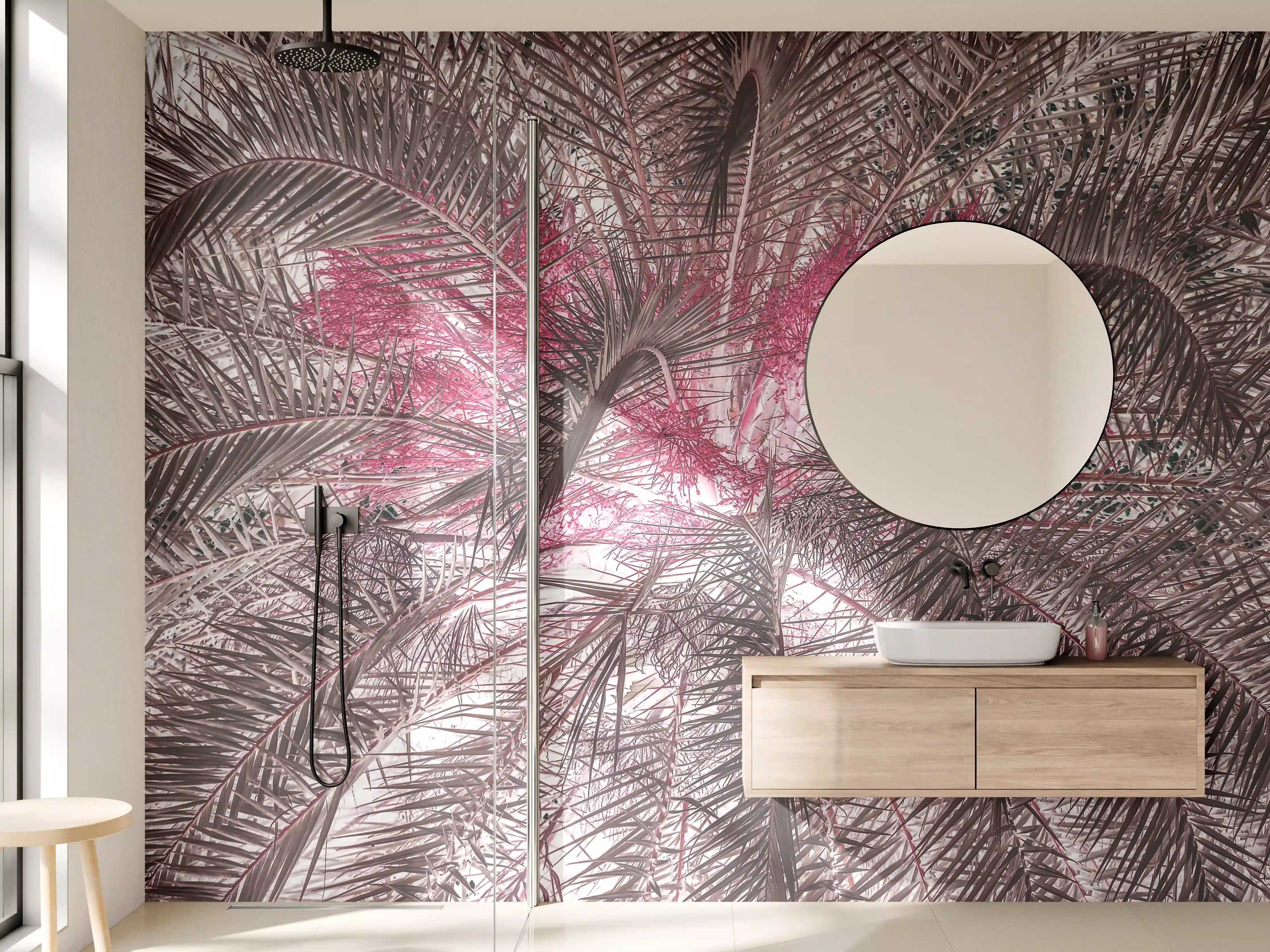 Wandverkleidung Bad - Pink-Purple Palm Leaf Texture
