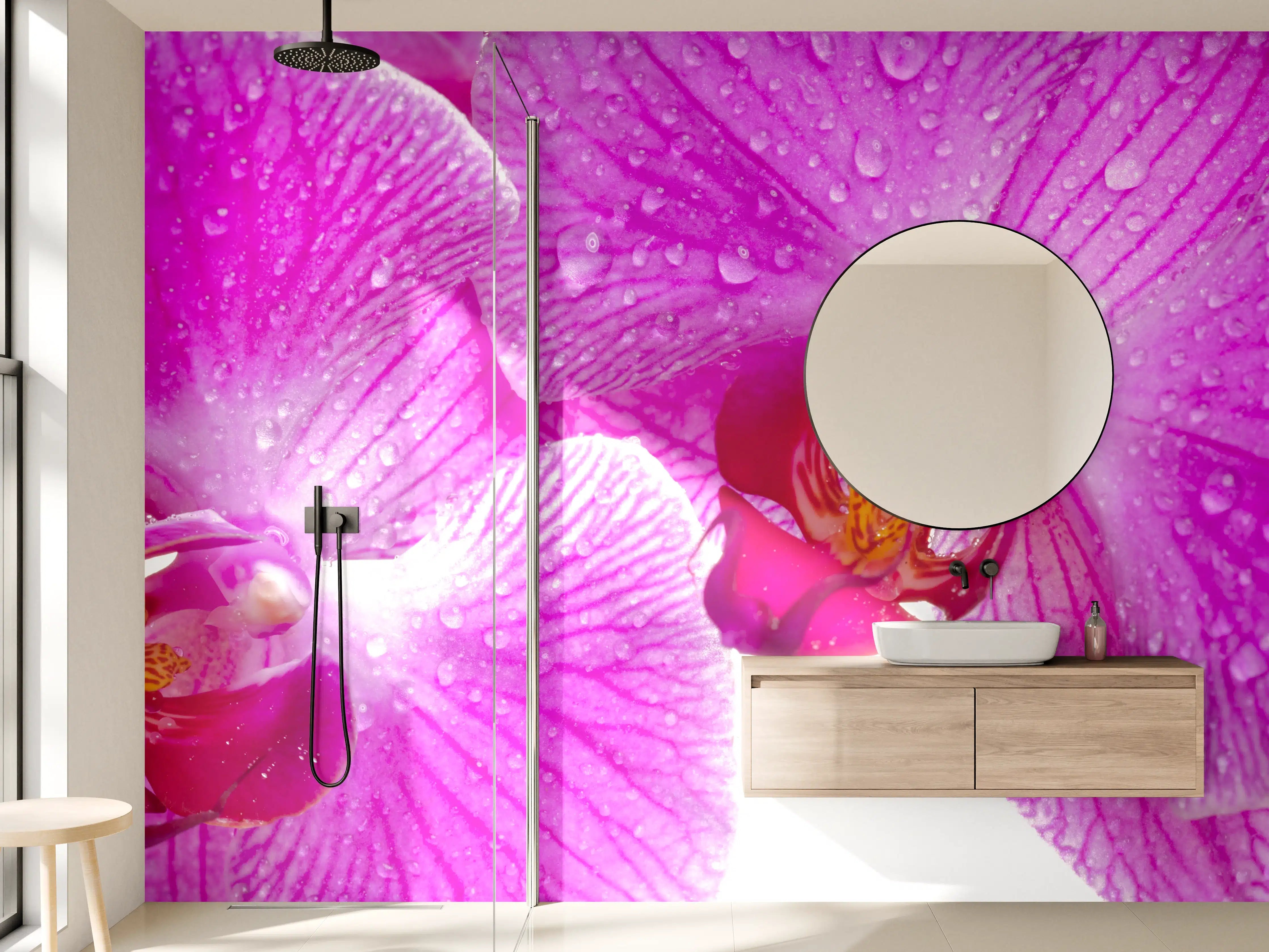 Wandverkleidung Bad - Pinke Orchideen