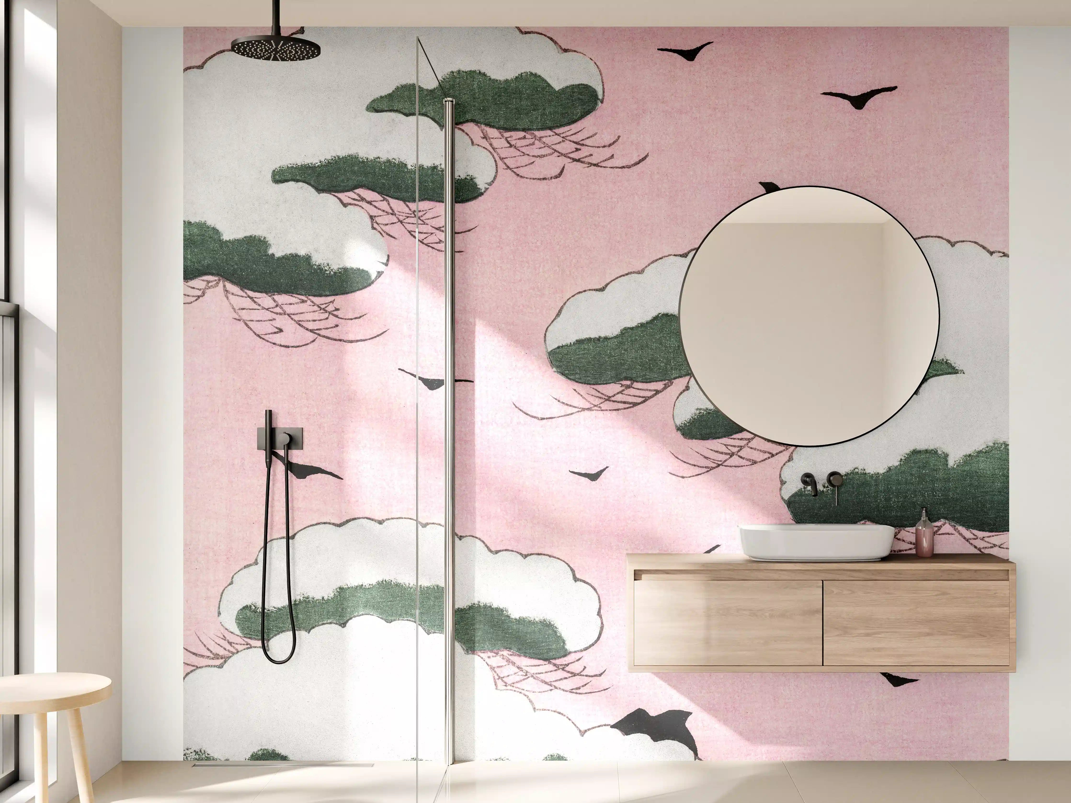 Wandverkleidung Bad - Pinker Himmel "Bijutsu Sekai"